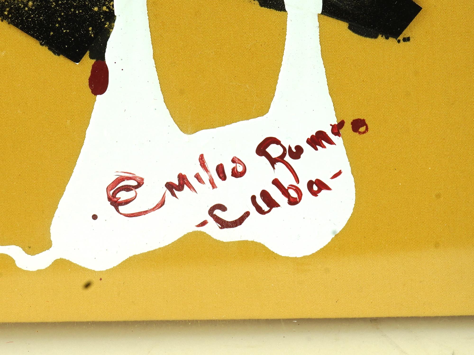 CUBAN EMILIO RUMRO MIXED MEDIA ABSTRACT PAINTING PIC-3