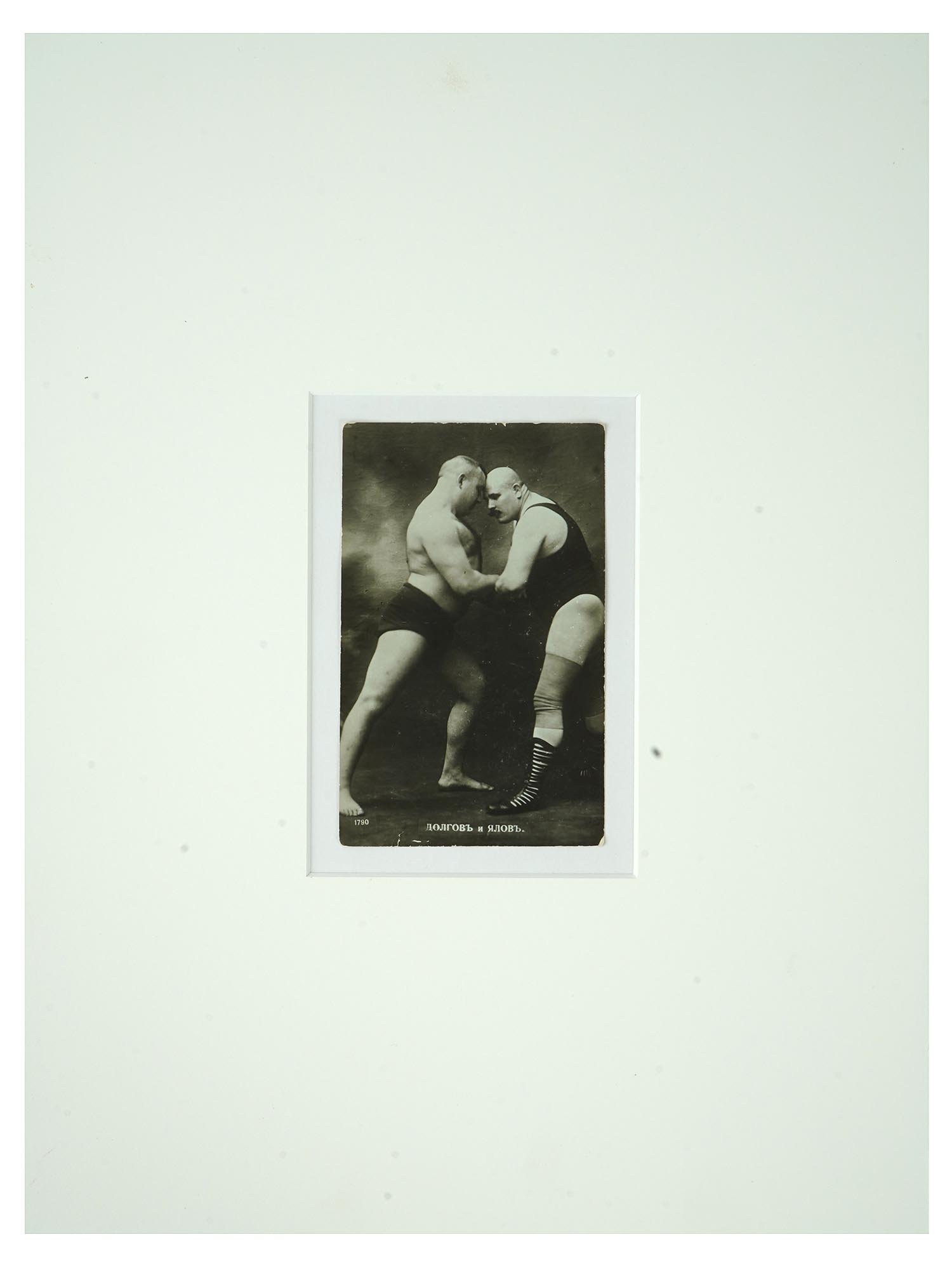 ANTIQUE RUSSIAN PHOTOGRAPH TWO MEN WRESTLING BYSTROV PIC-0