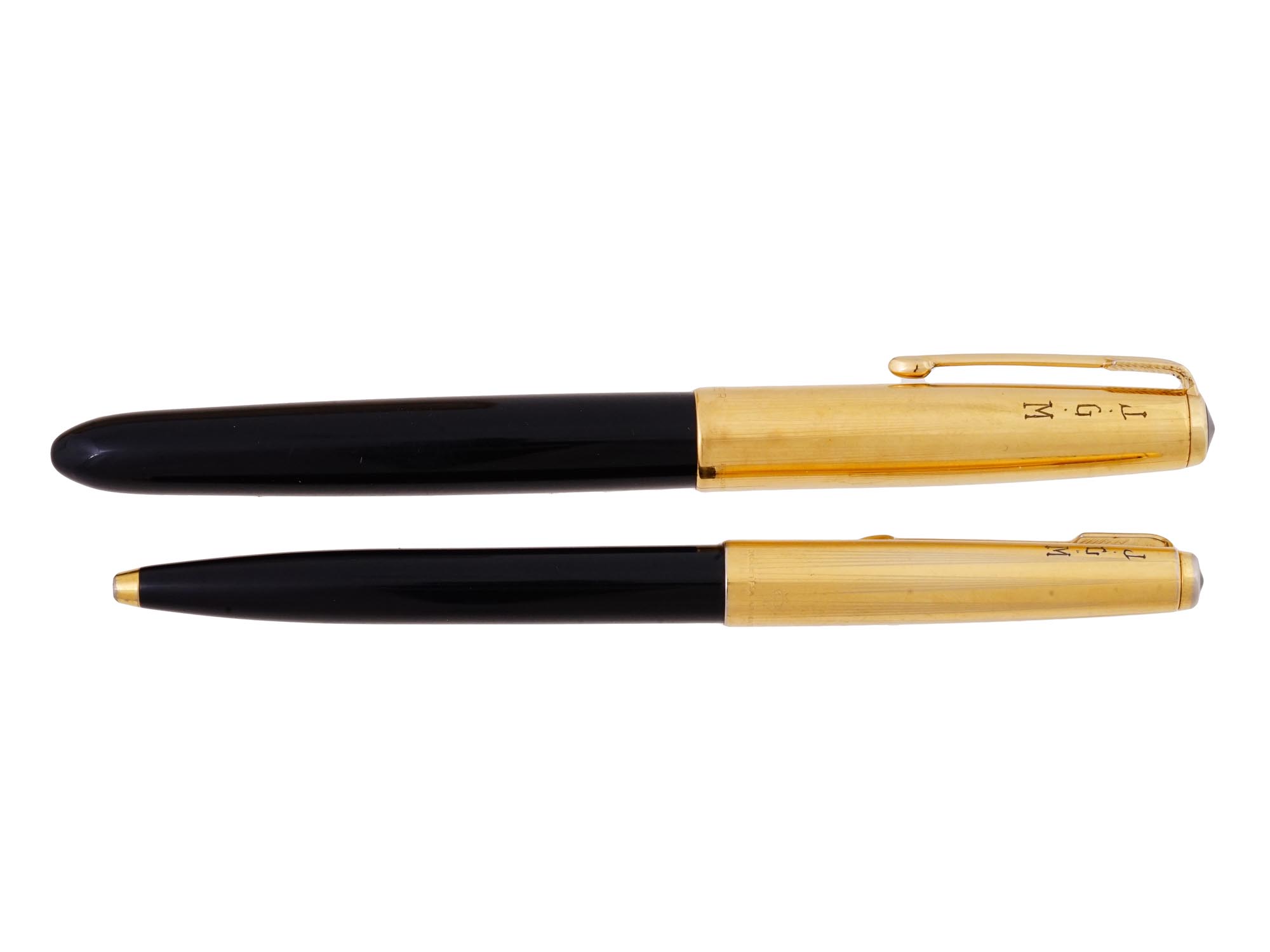 PARKER 51 GOLD PLATED SET FOUNTAIN BALLPOINT PEN PIC-1