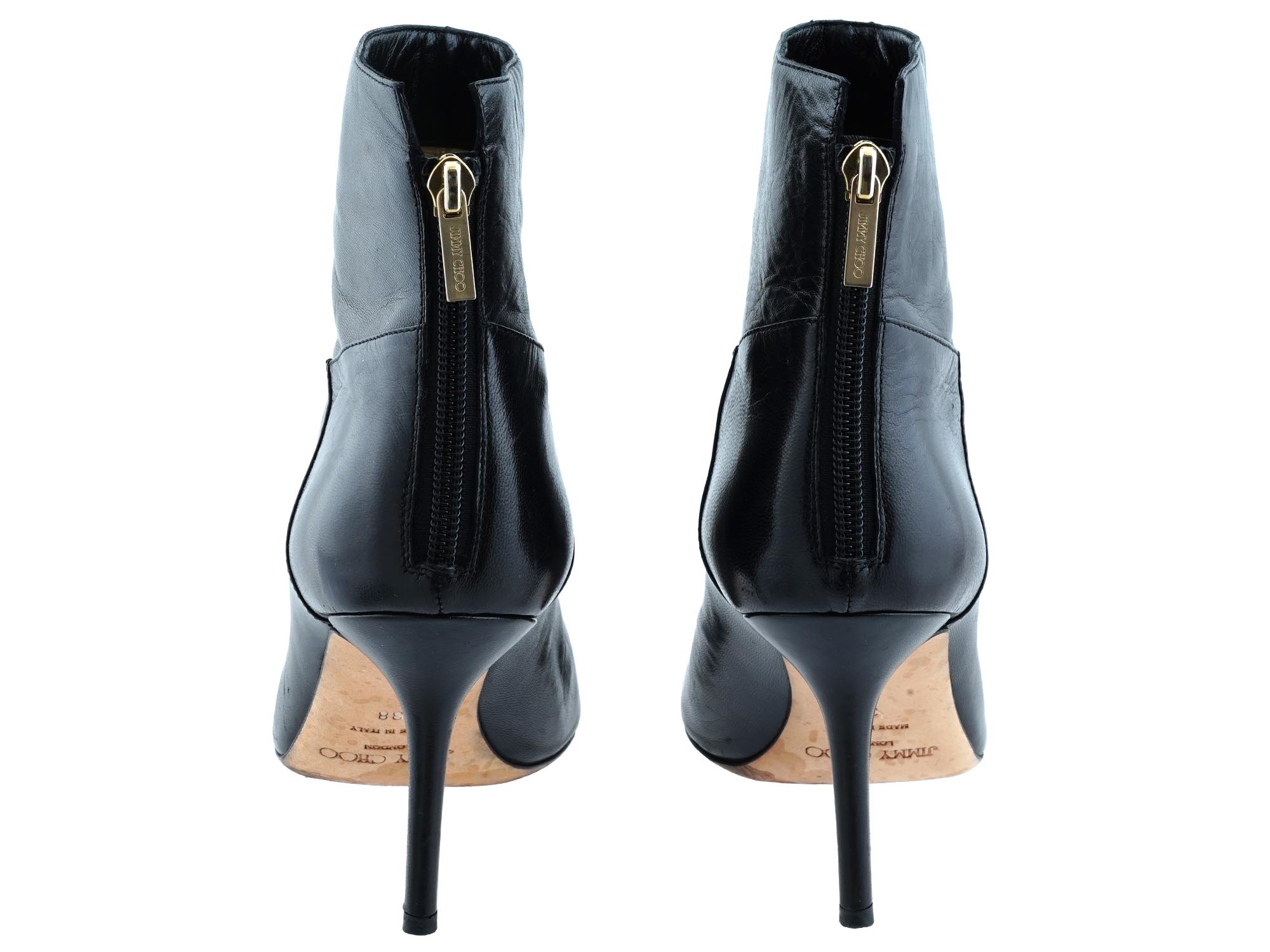 ITALIAN JIMMY CHOO WOMEN BLACK LEATHER ANKLE BOOTS PIC-3