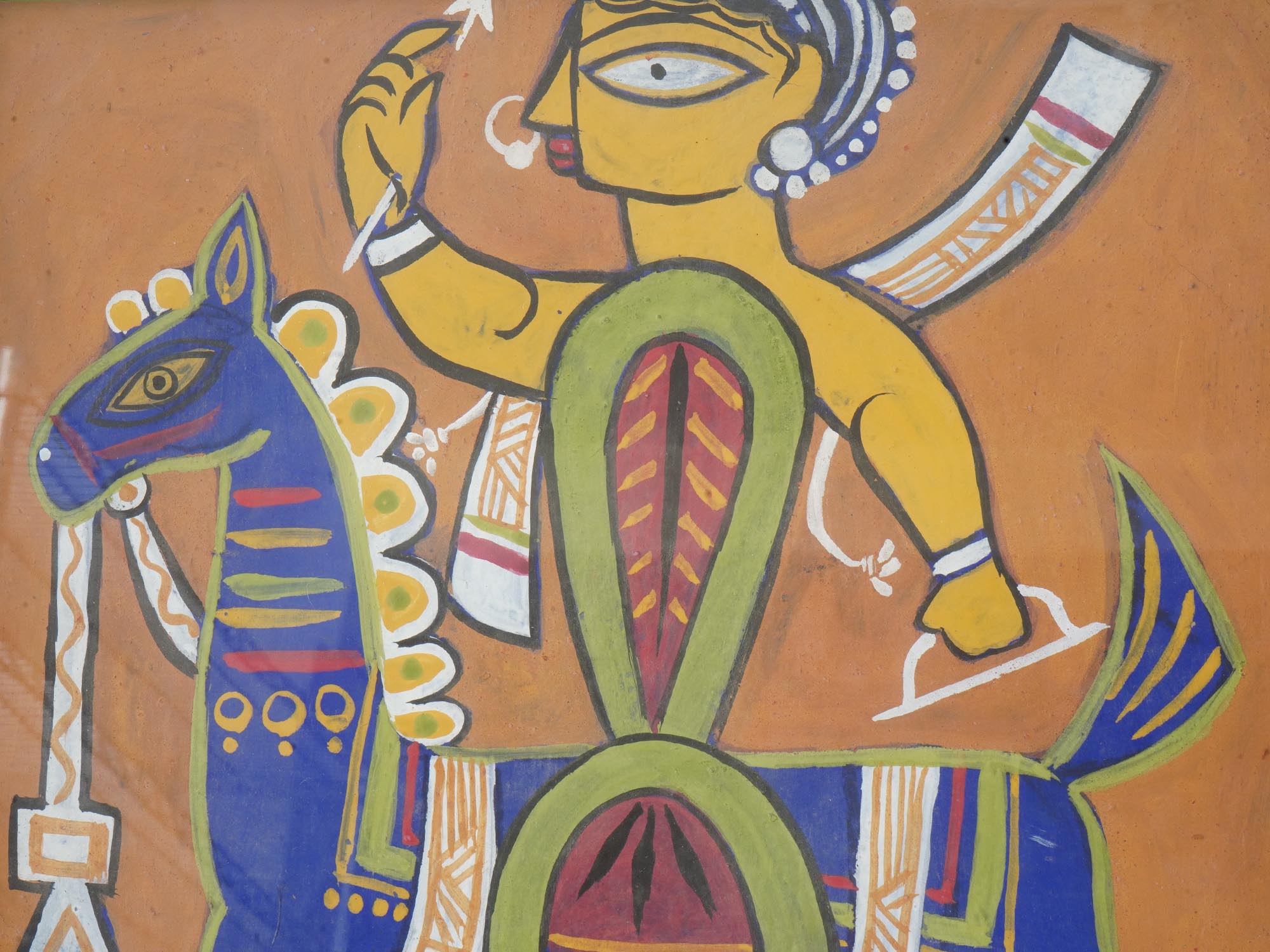 INDIAN JAMINI ROY TEMPERA ON BOARD PAINTING W COA PIC-2