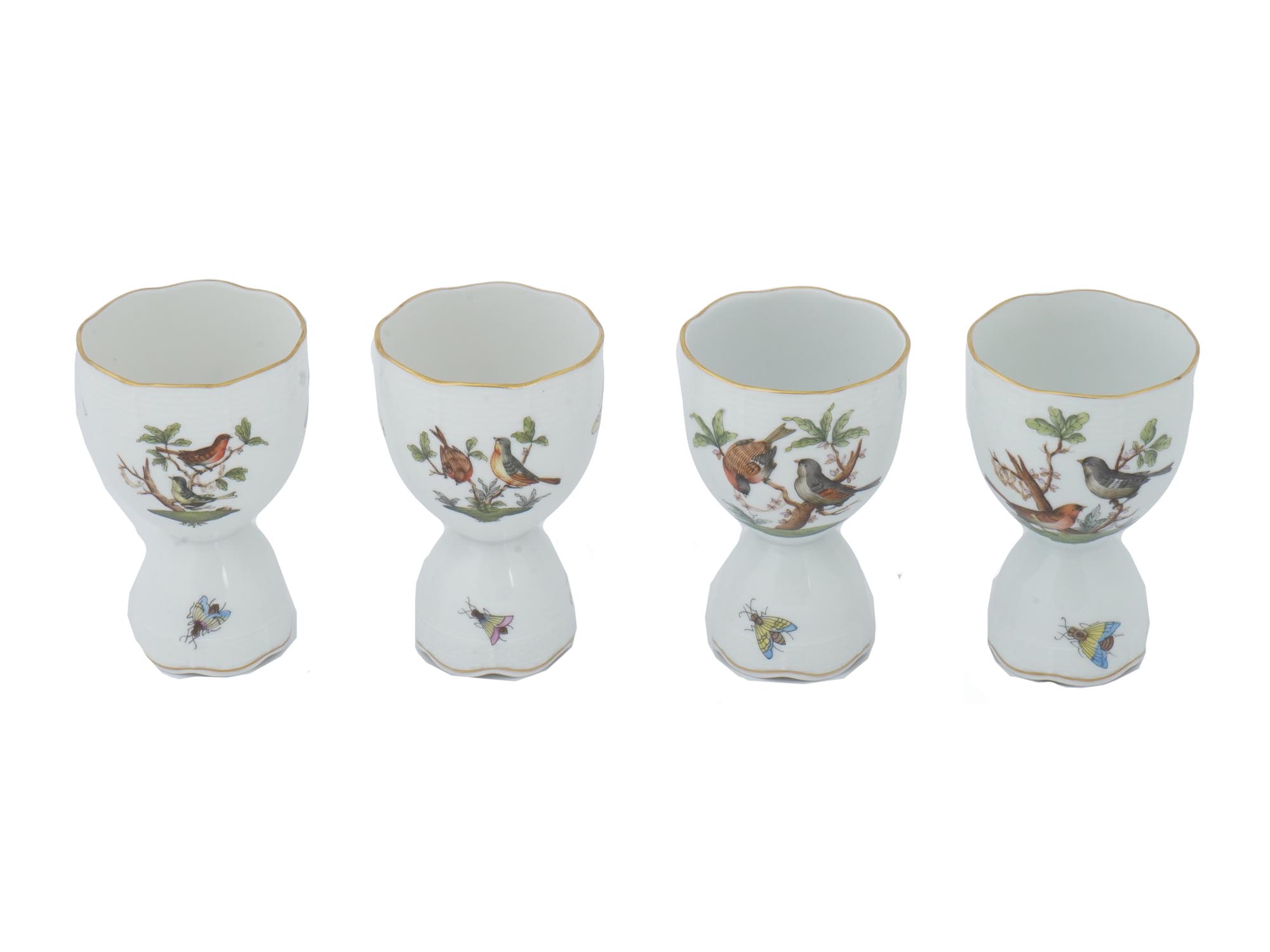 HEREND HUNGARY ROTHSCHILD BIRDS PORCELAIN EGG CUPS PIC-0