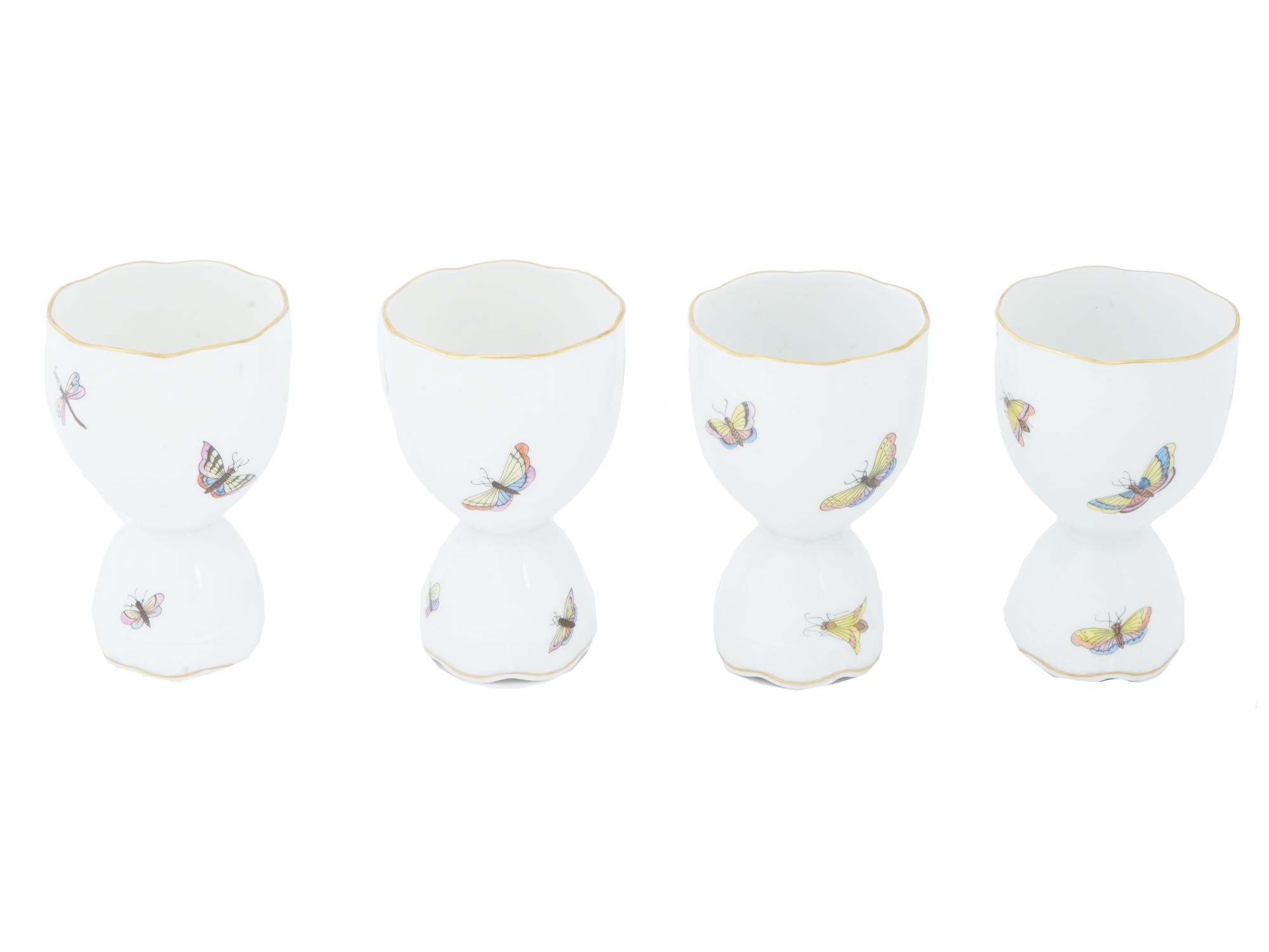 HEREND HUNGARY ROTHSCHILD BIRDS PORCELAIN EGG CUPS PIC-1