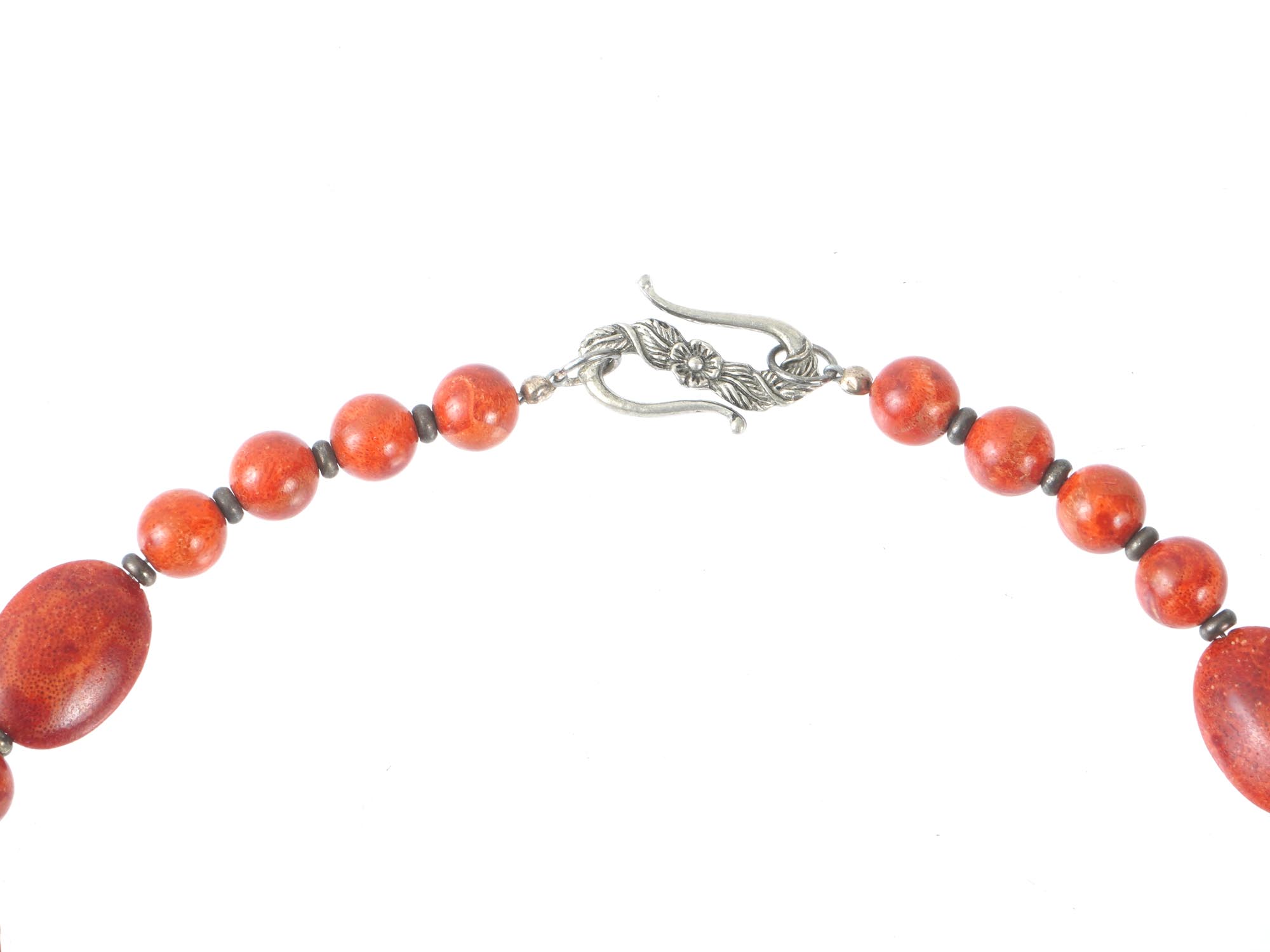 SILVER RED JASPER STONE NECKLACE W CARNELIAN BEADS PIC-3