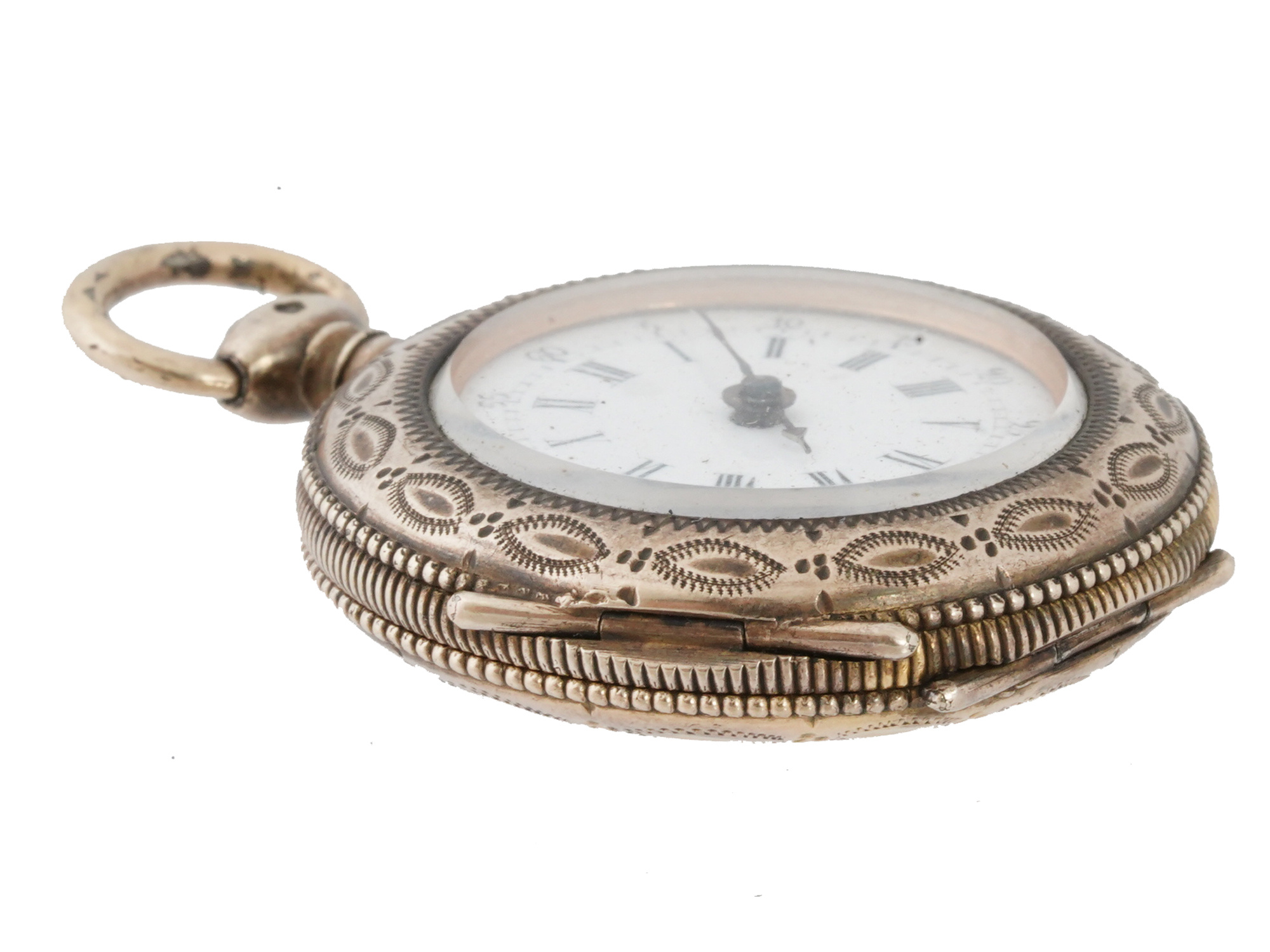 ANTIQUE 14K YELLOW GOLD FRENCH POCKET WATCH PIC-2