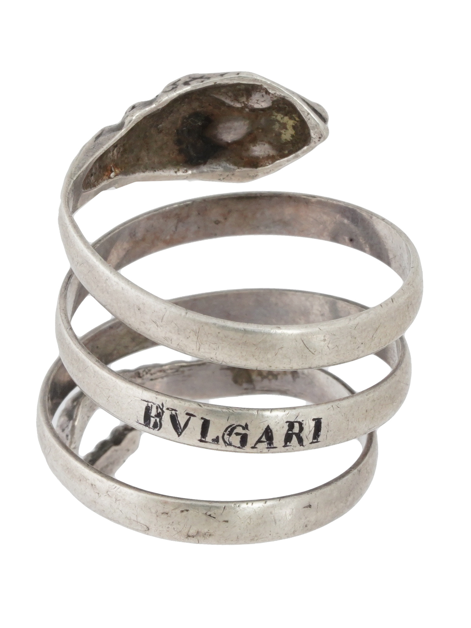 ITALIAN STERLING SILVER SNAKE RING BY BVLGARI PIC-1