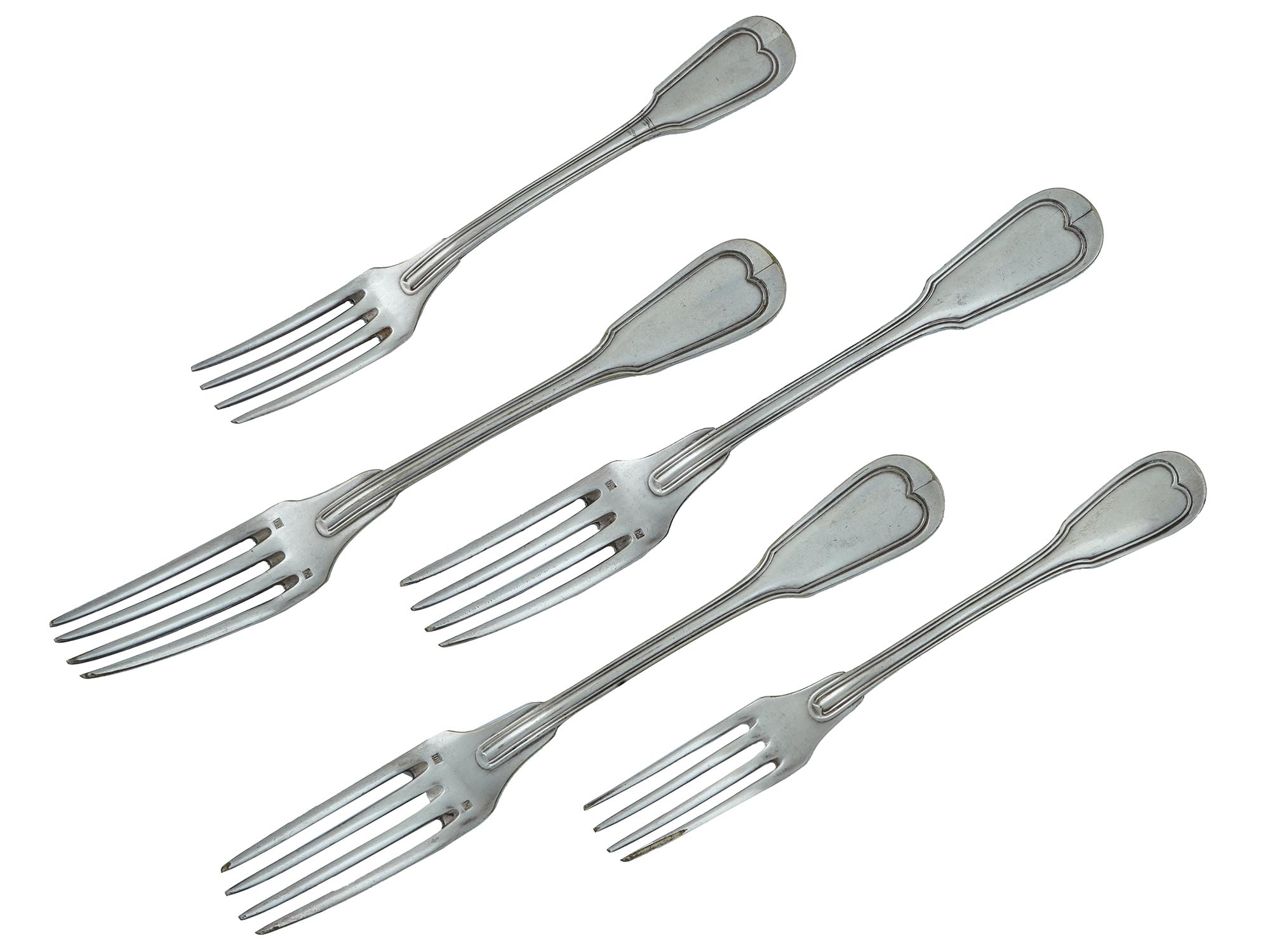 SET OF FIVE ANTIQUE RUSSIAN SILVER PLATED FORKS PIC-2