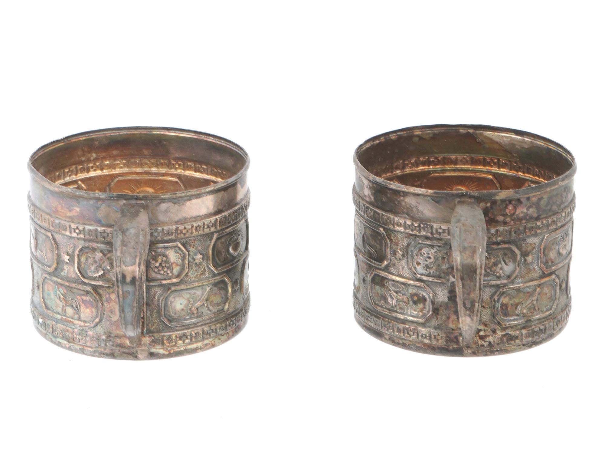 VINTAGE JUDAICA STERLING SILVER CUP HOLDERS PIC-3