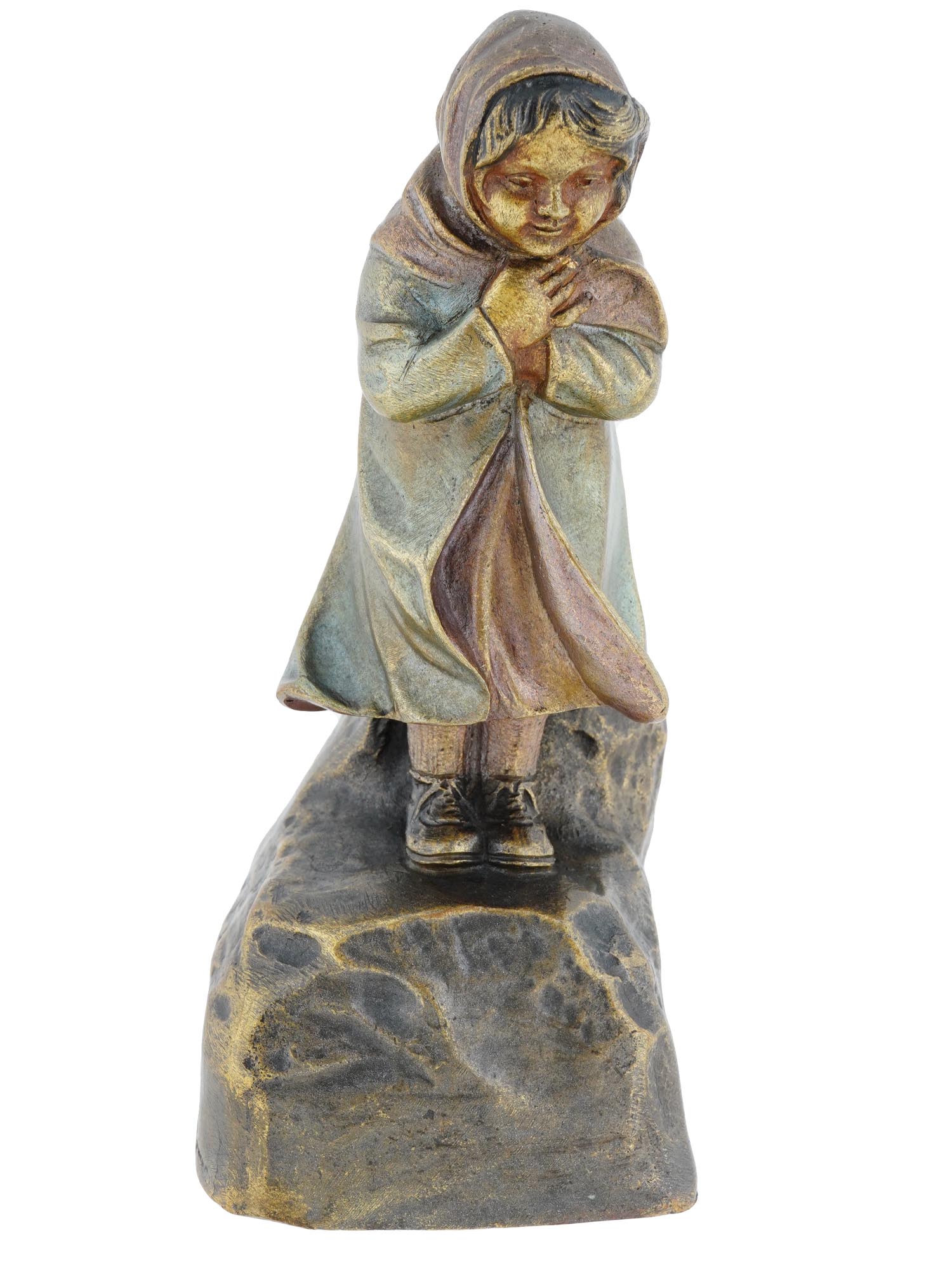 ANTIQUE SIMOND AUSTRIAN PAINTED BRONZE FIGURINE PIC-0