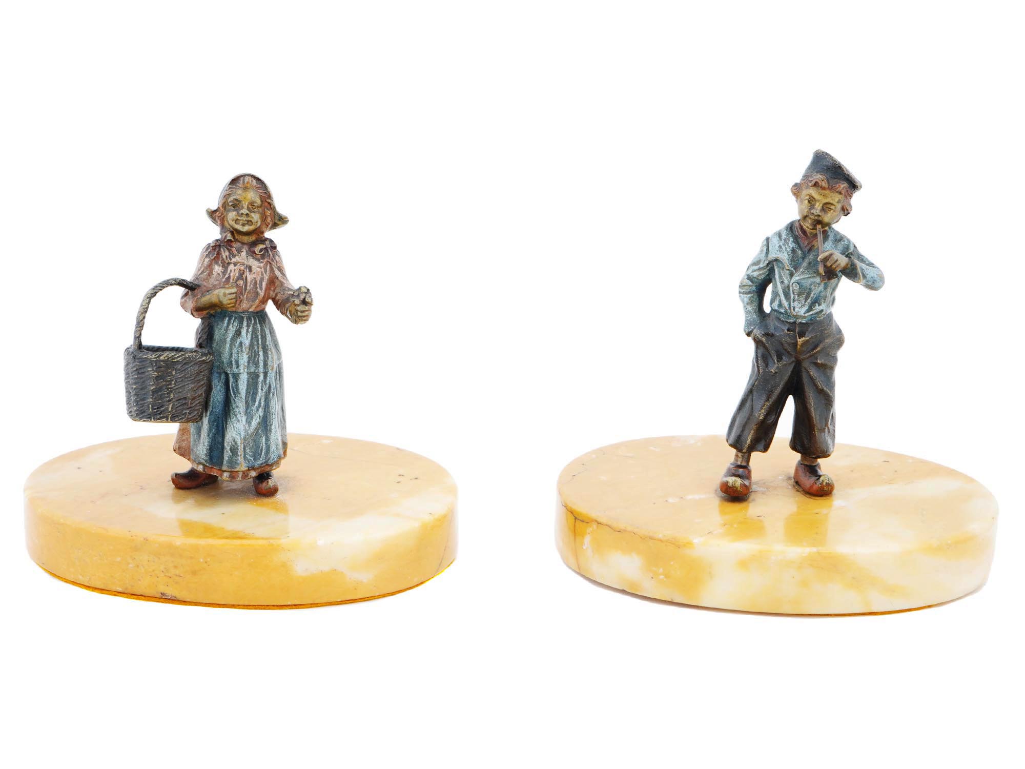 VIENNA MANNER BRONZE COUPLE FIGURINES ON MARBLE BASES PIC-4