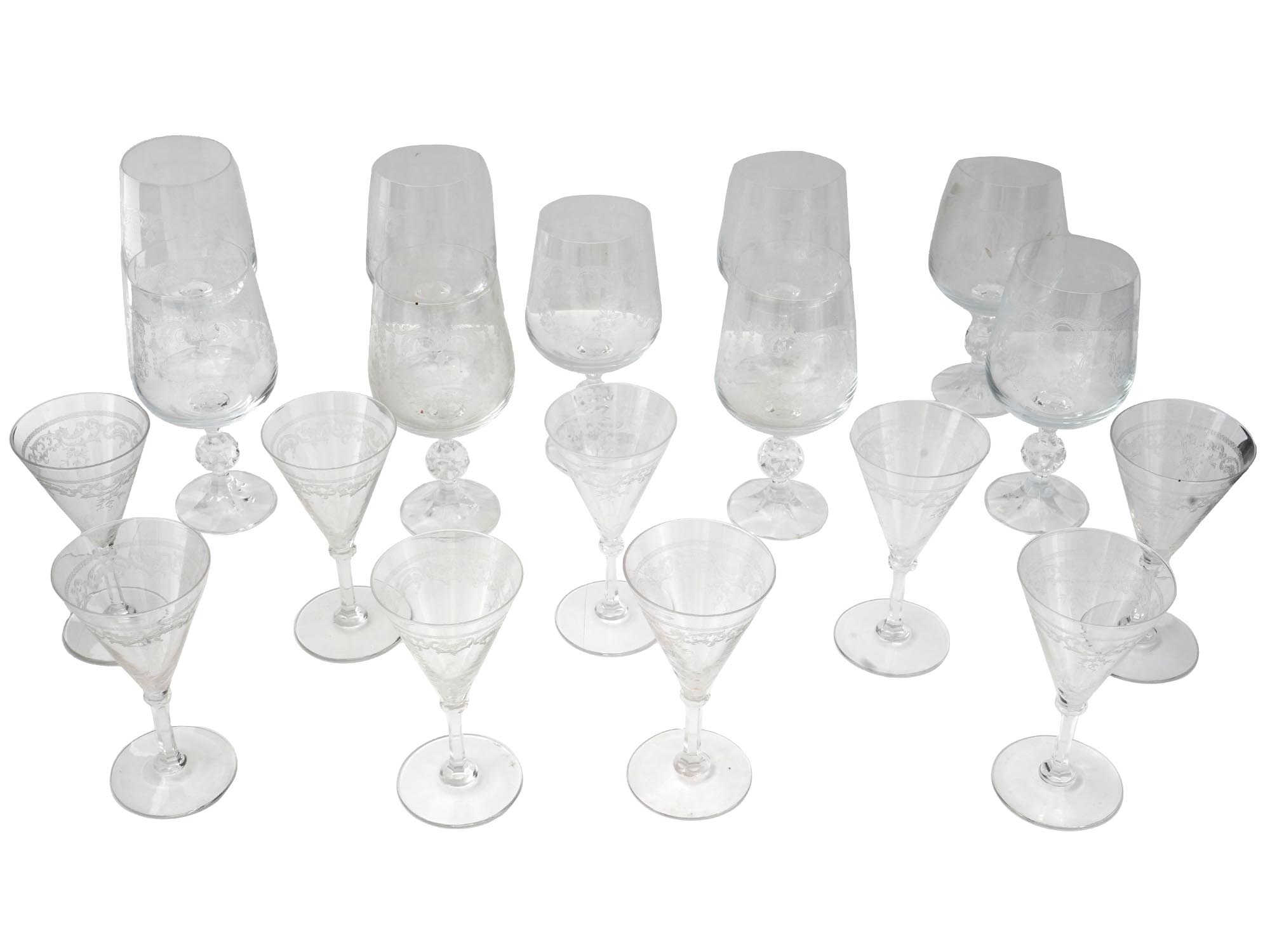 FRENCH LOUIS XV STYLE CRYSTAL WINE GLASSES SET PIC-1