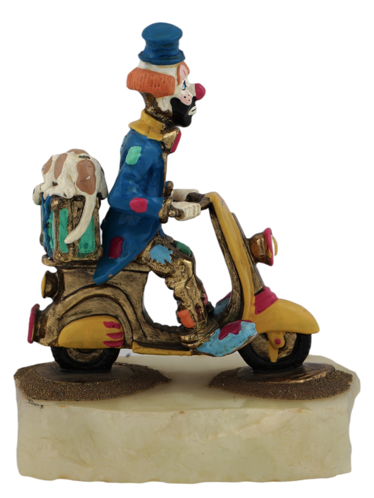 VINTAGE AMERICAN CLOWN W DOG FIGURINE BY RON LEE PIC-2