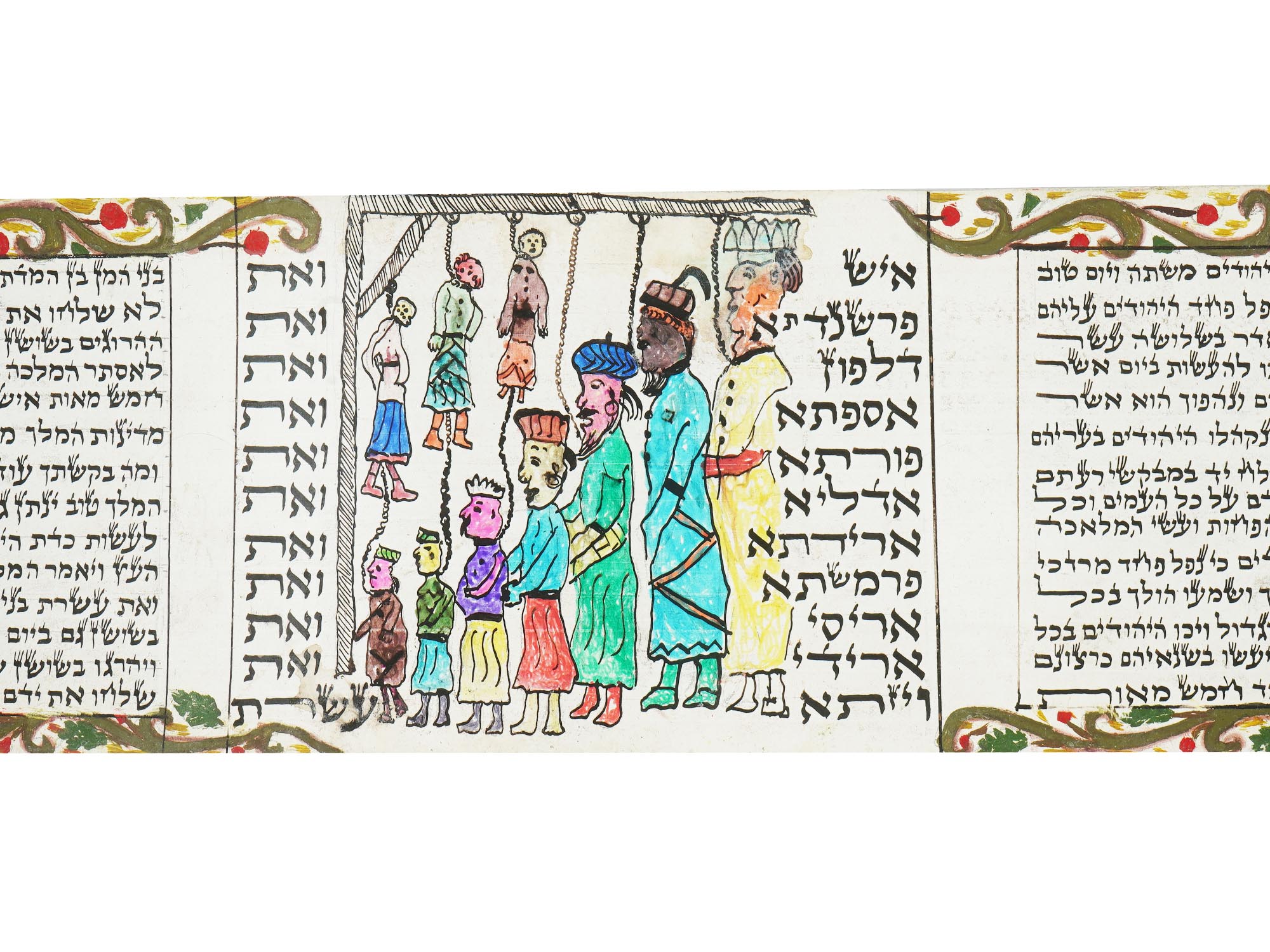 ANTIQUE JUDAIC HAND ILLUMINATED MEGILLAH MANUSCRIPT PIC-7