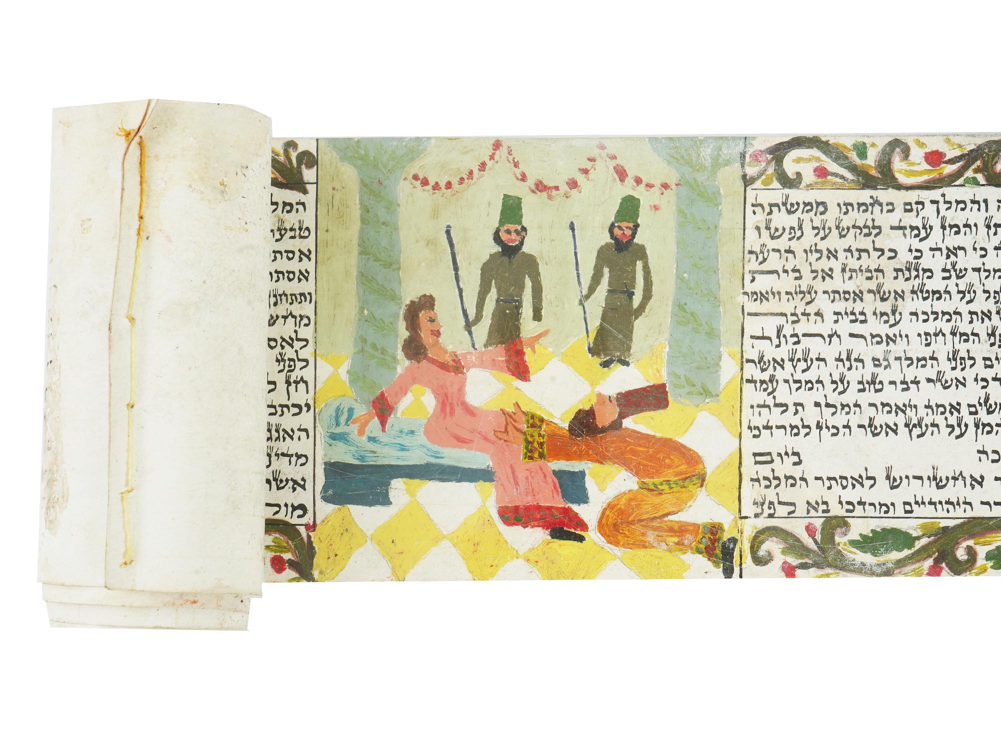 ANTIQUE JUDAIC HAND ILLUMINATED MEGILLAH MANUSCRIPT PIC-3