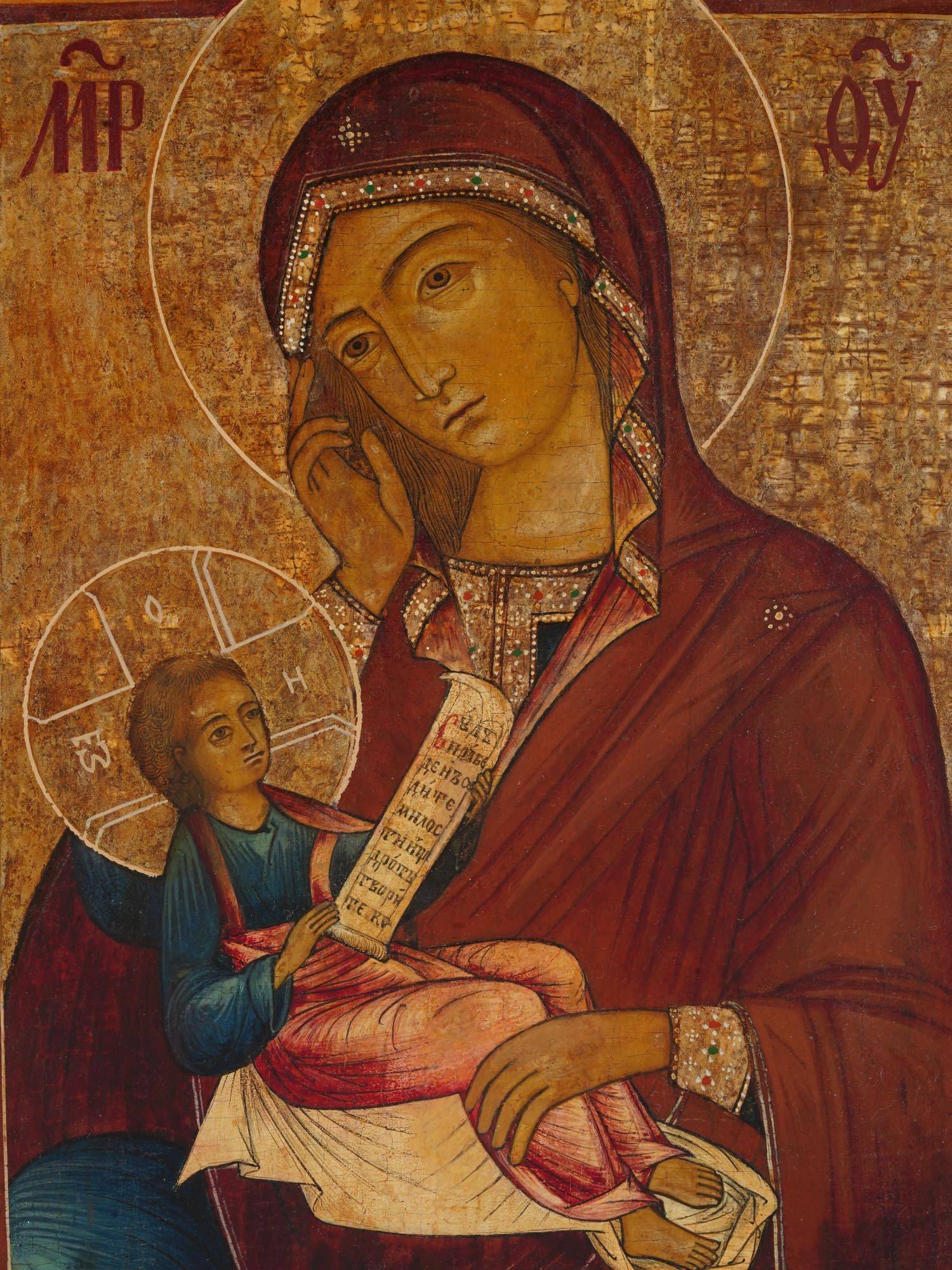 ANTIQUE RUSSIAN ASSUAGE MY SORROW MOTHER OF GOD ICON PIC-1