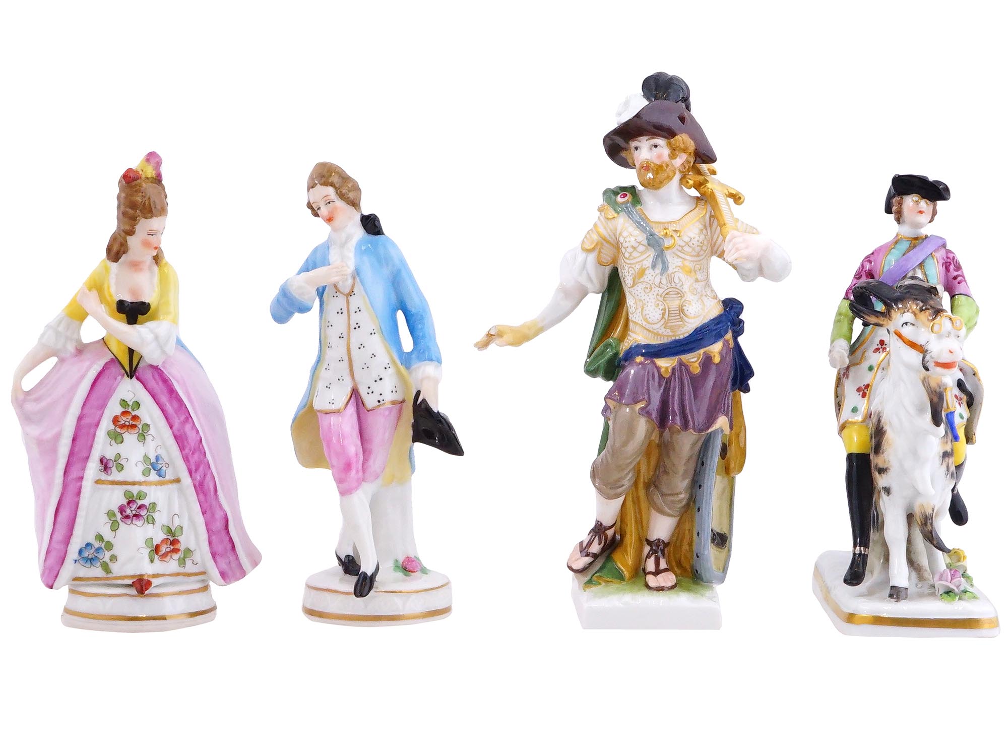 4 GERMAN PORCELAIN FIGURINES BY SITZENDORF AND KPM PIC-0