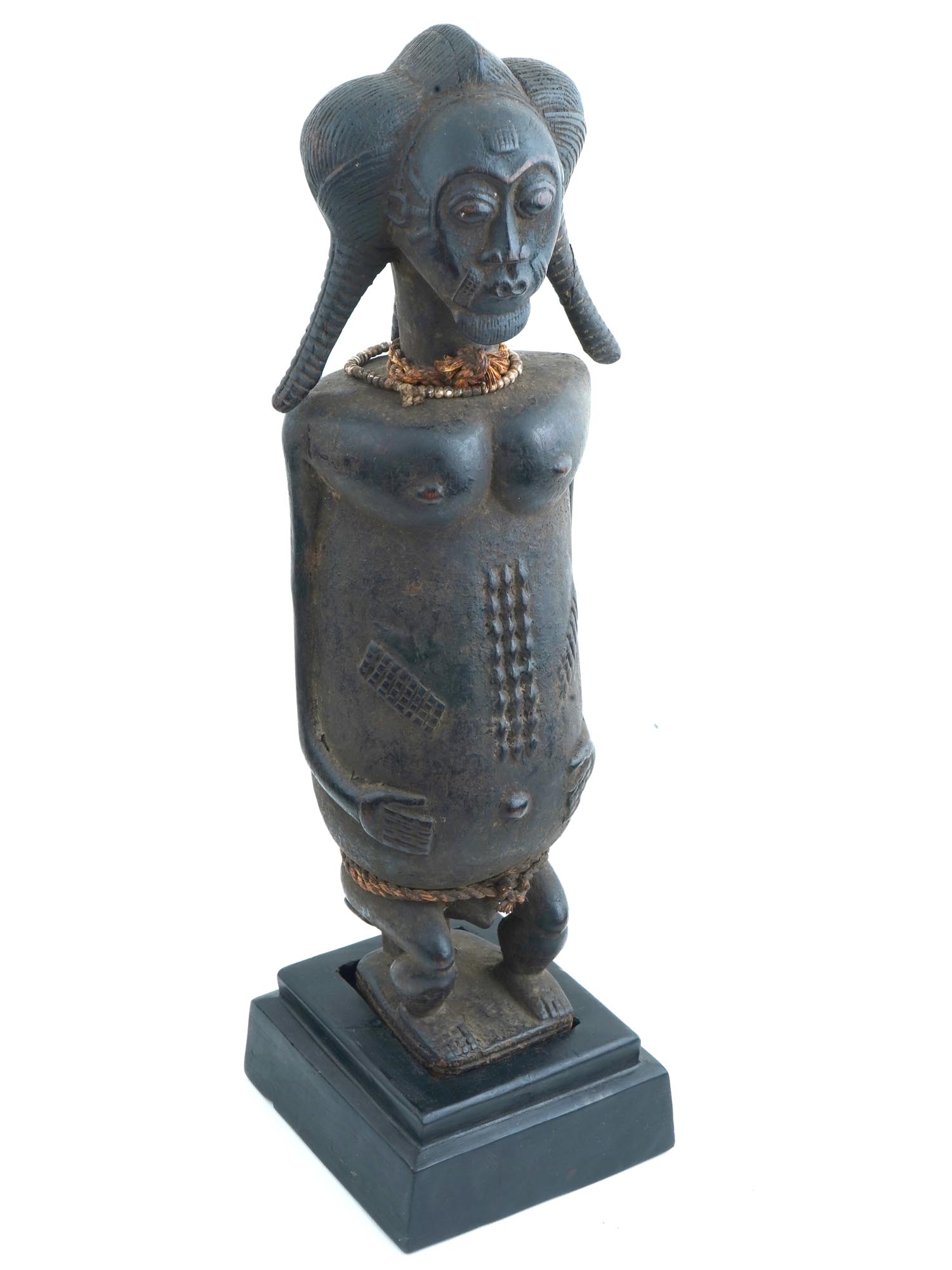 WEST AFRICAN IVORY COAST BAULE MALE FIGURINE W STAND PIC-0