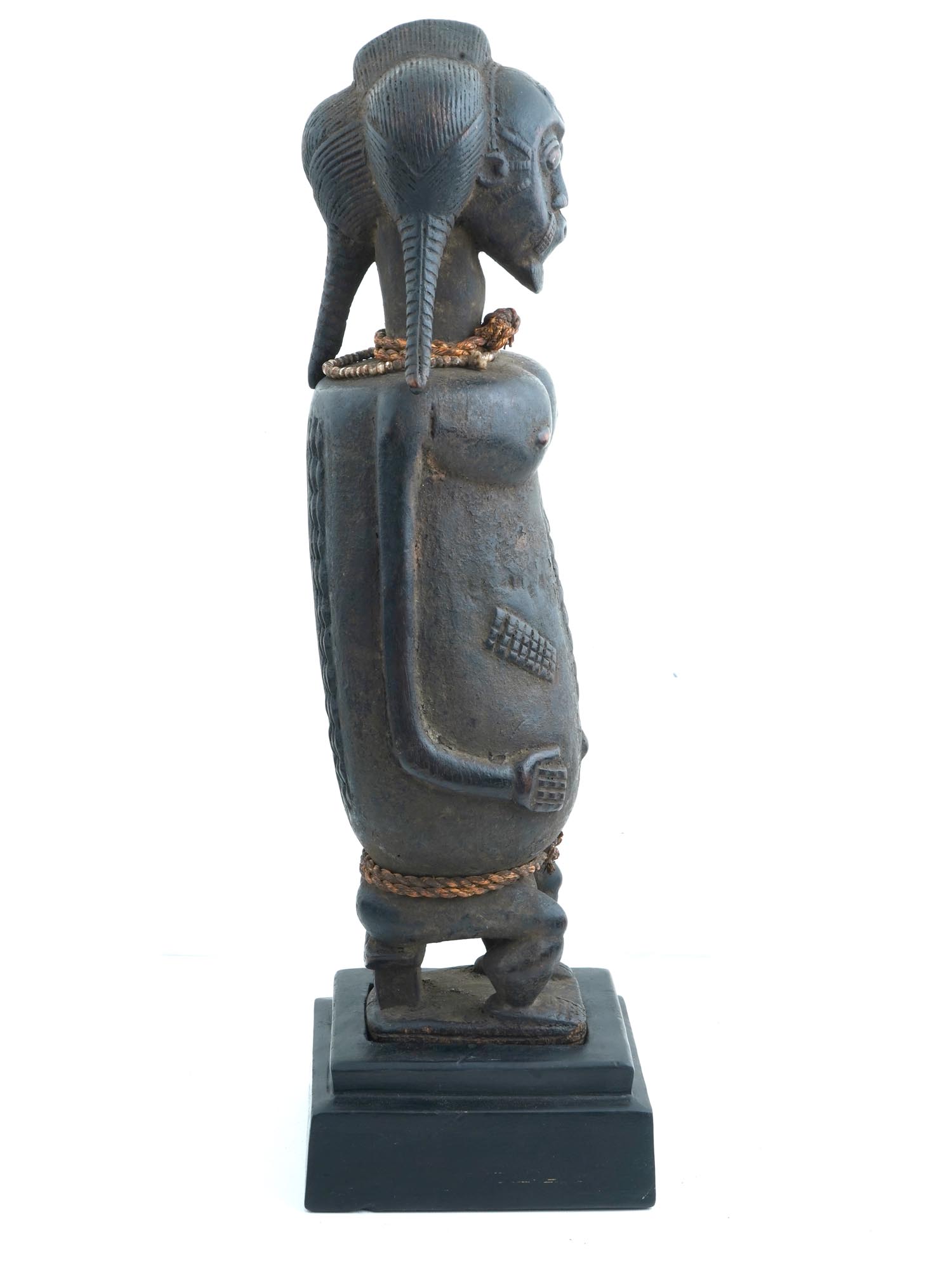 WEST AFRICAN IVORY COAST BAULE MALE FIGURINE W STAND PIC-4