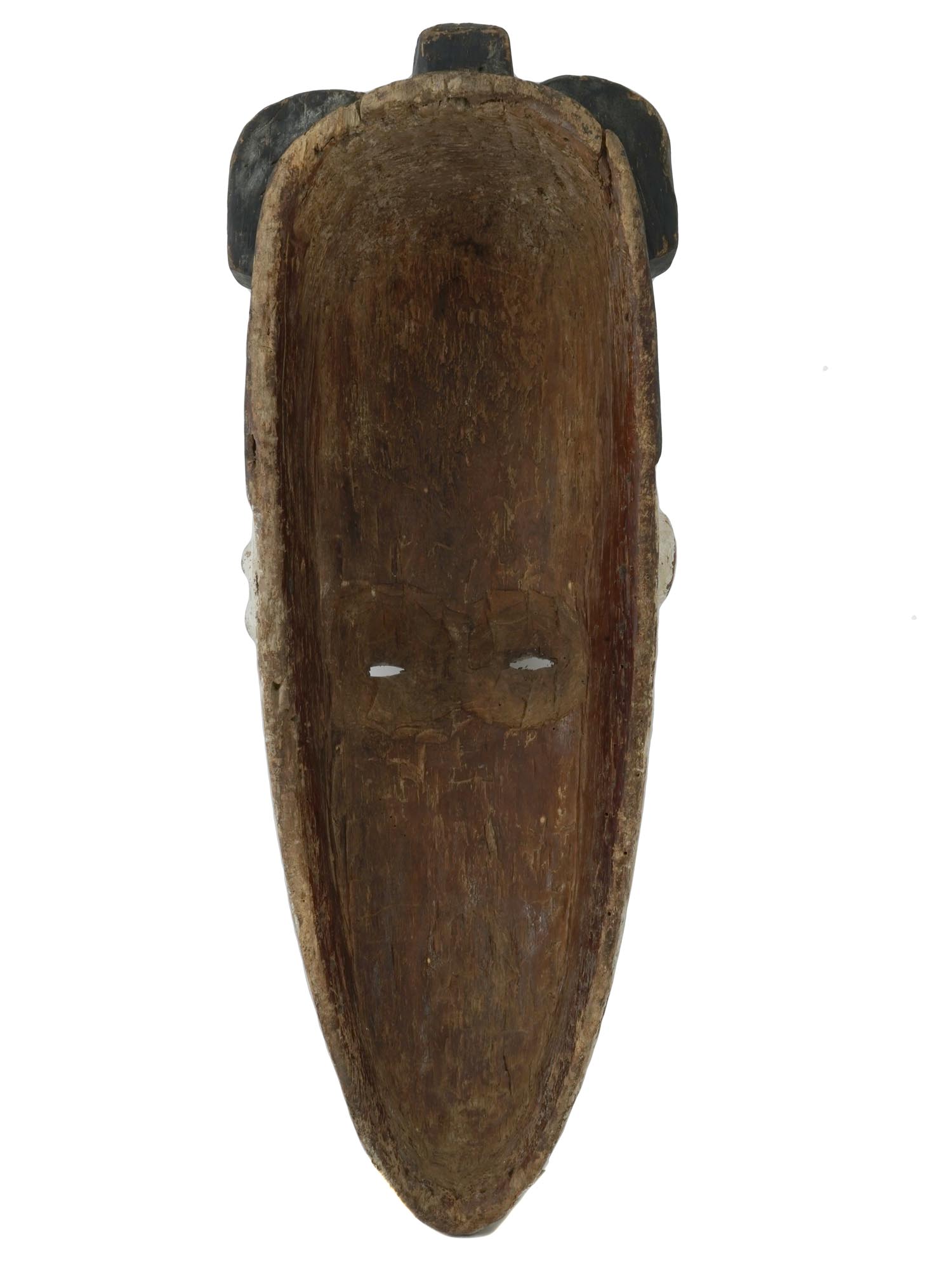 CENTRAL AFRICAN NGIL GABON WHITE CARVED WOOD MASK PIC-3