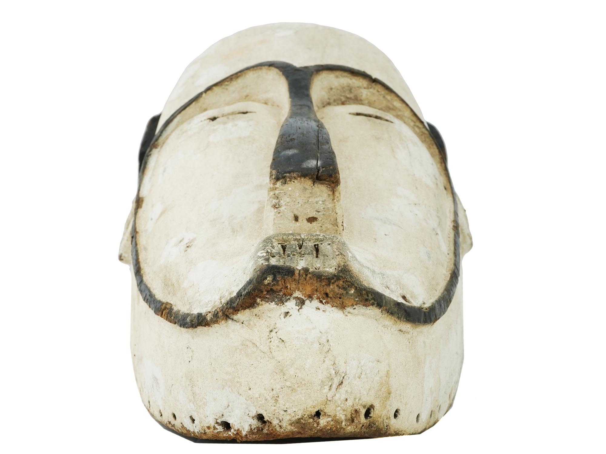 CENTRAL AFRICAN NGIL GABON WHITE CARVED WOOD MASK PIC-4