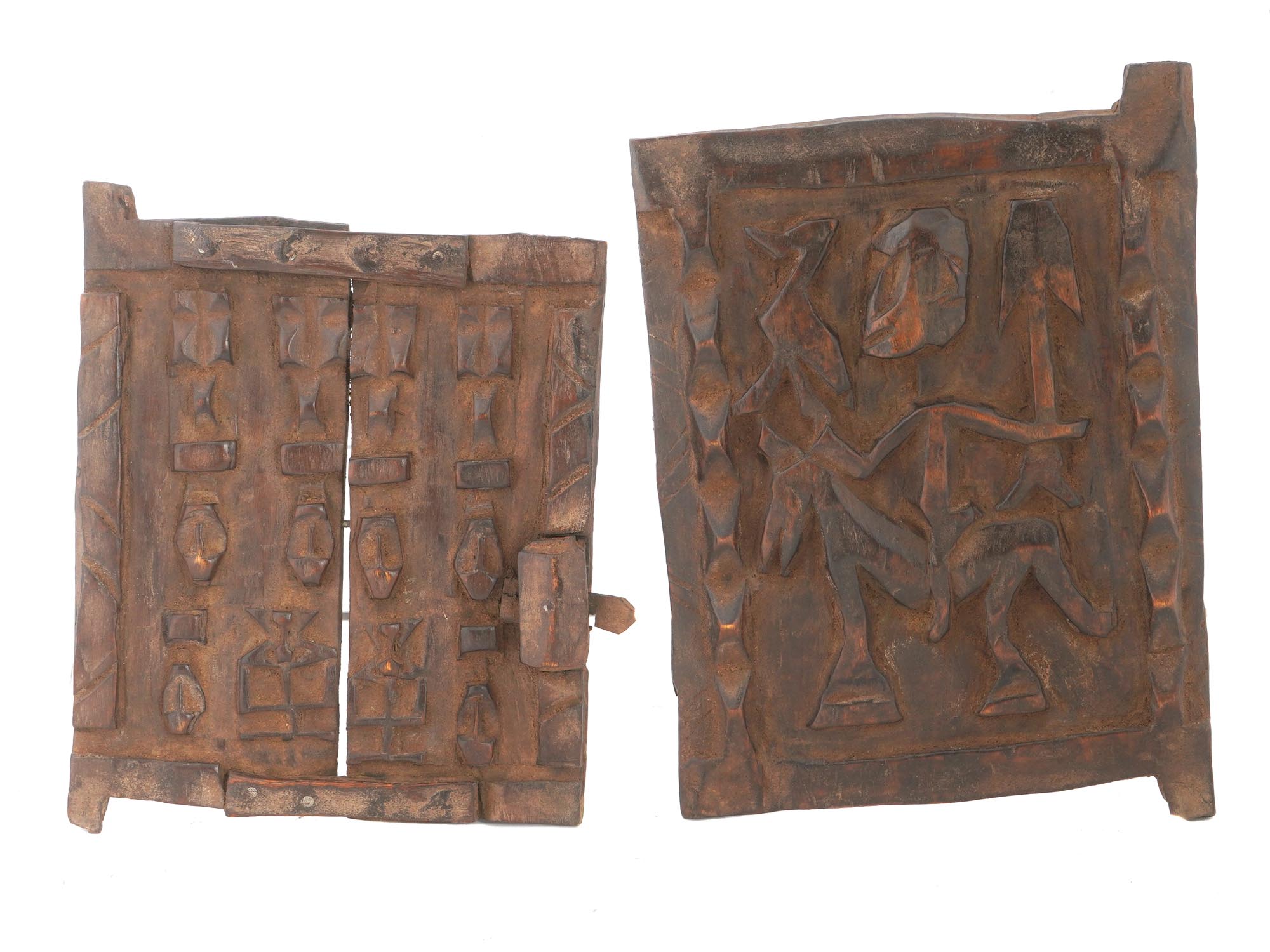 WEST AFRICAN MALI DOGON CARVED WOOD SHUTTERS DOORS PIC-0