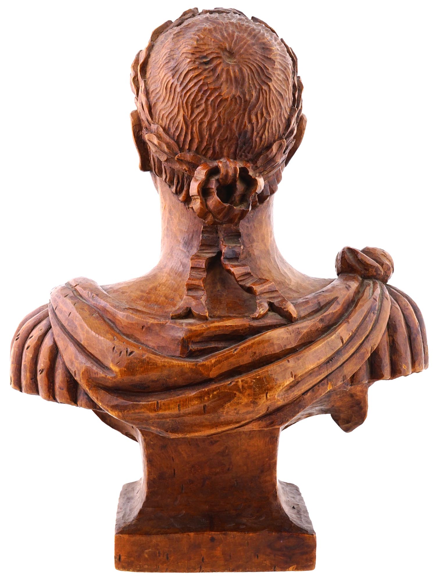 19TH C GRAND TOUR CARVED WOOD BUST OF MARCUS AURELIUS PIC-4