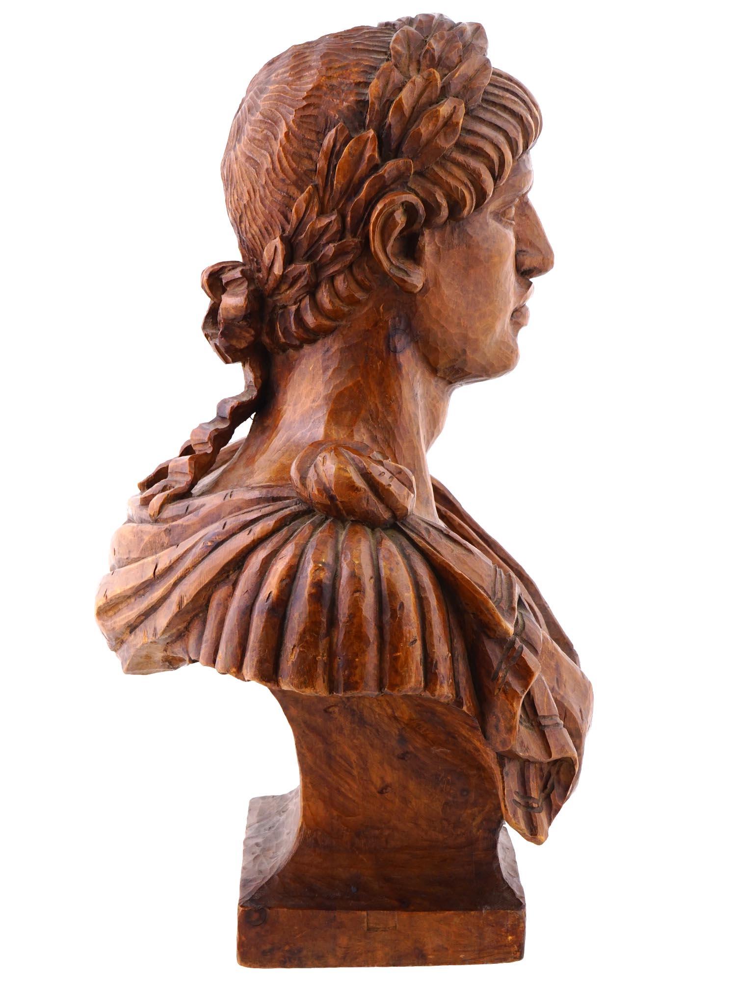 19TH C GRAND TOUR CARVED WOOD BUST OF MARCUS AURELIUS PIC-2