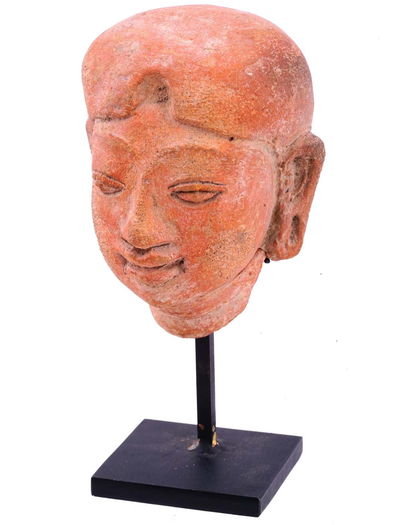 ANCIENT THAI DVARAVATI EARTHENWARE HEAD SCULPTURE PIC-0