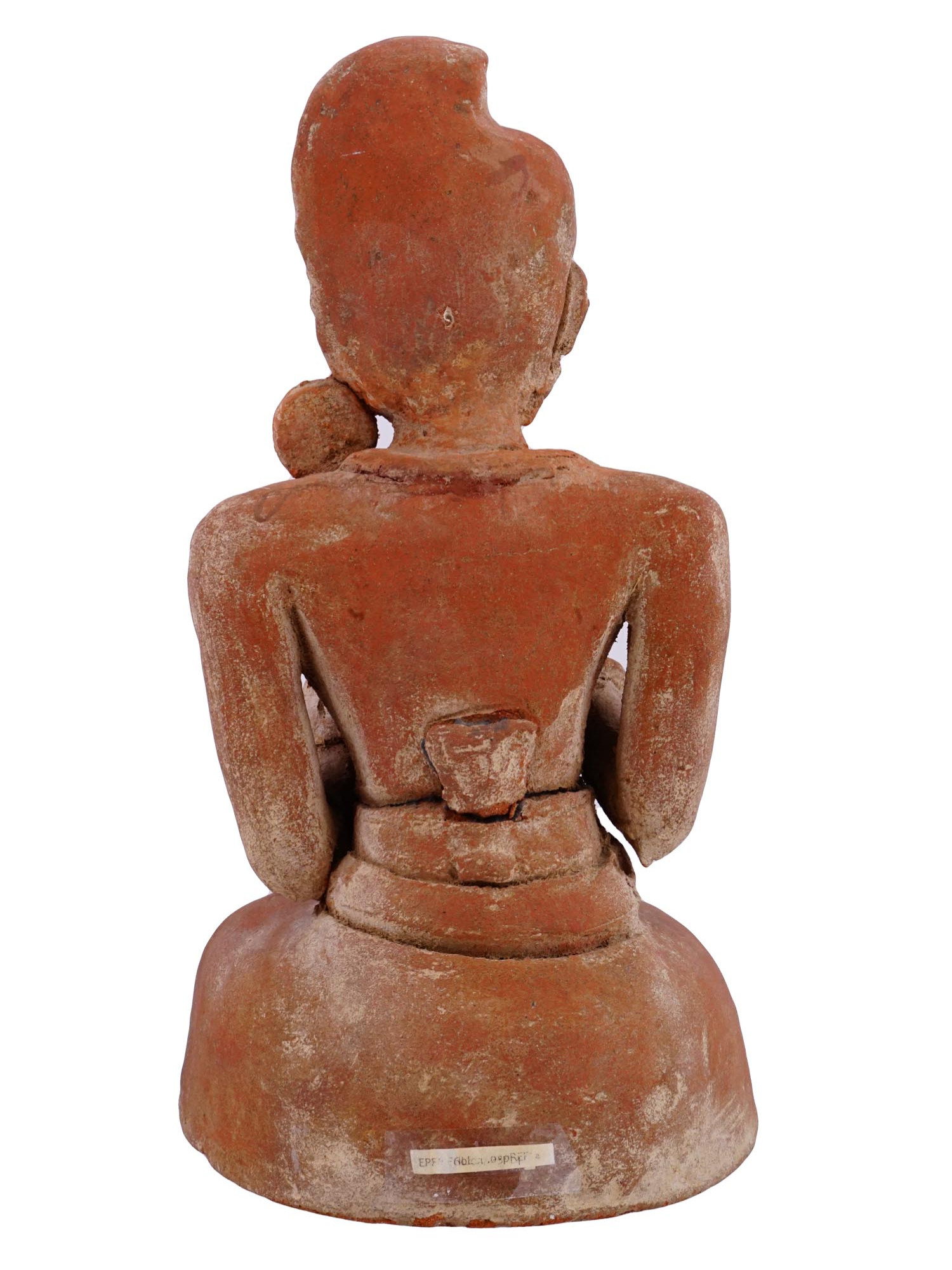 ANCIENT THAI DVARAVATI EARTHENWARE SEATED FIGURE PIC-3