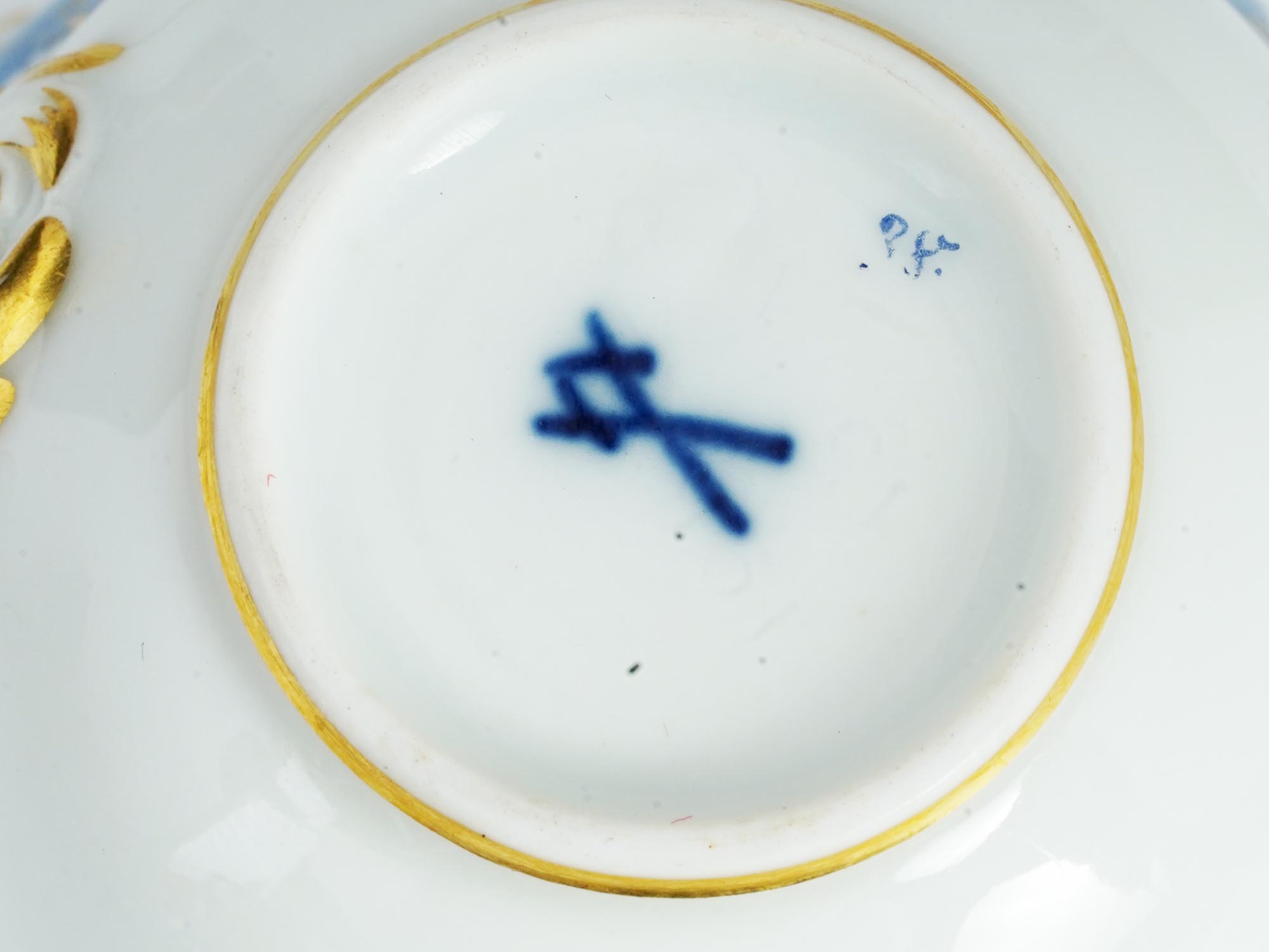 GERMAN MEISSEN PORCELAIN CUP AND SAUCER W BLUE DRAGONS PIC-5