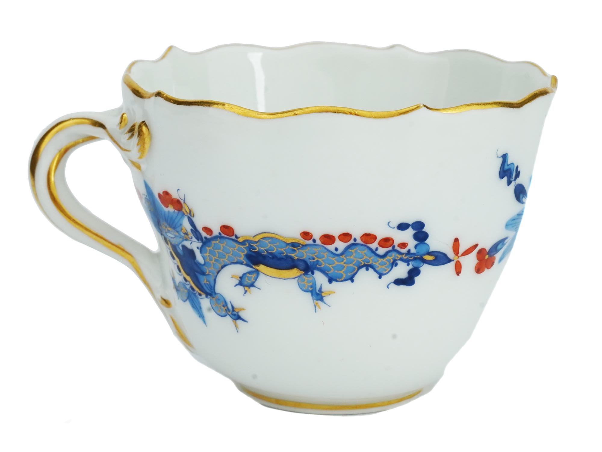 GERMAN MEISSEN PORCELAIN CUP AND SAUCER W BLUE DRAGONS PIC-7