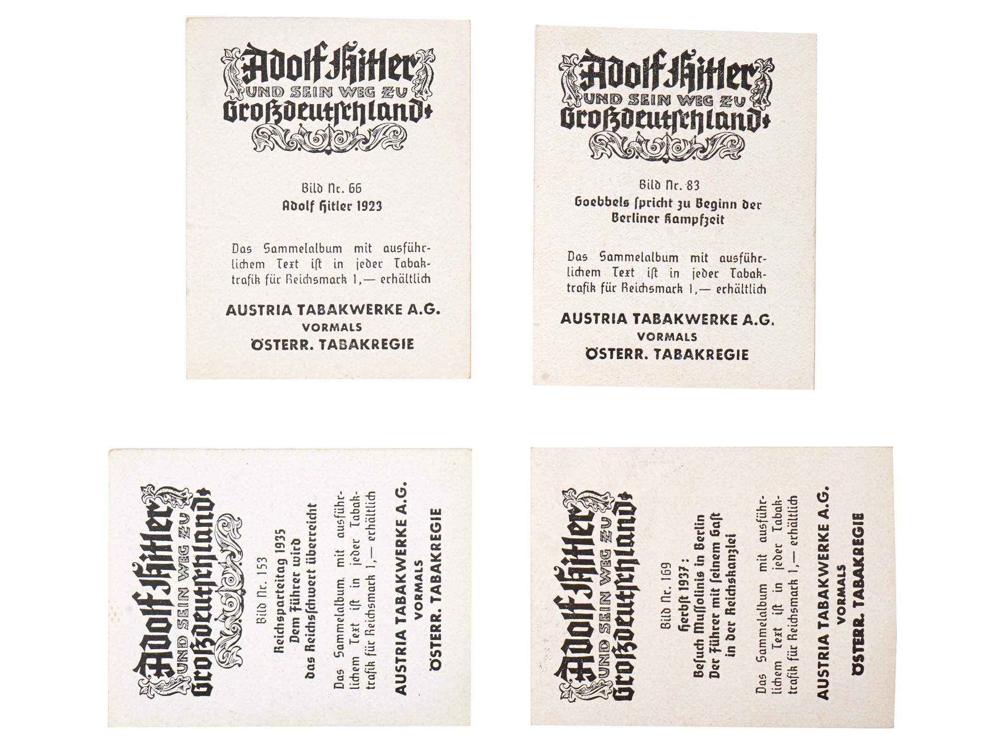 WWII ERA AUSTRIAN ADOLF HITLER CIGARETTE CARDS PIC-1