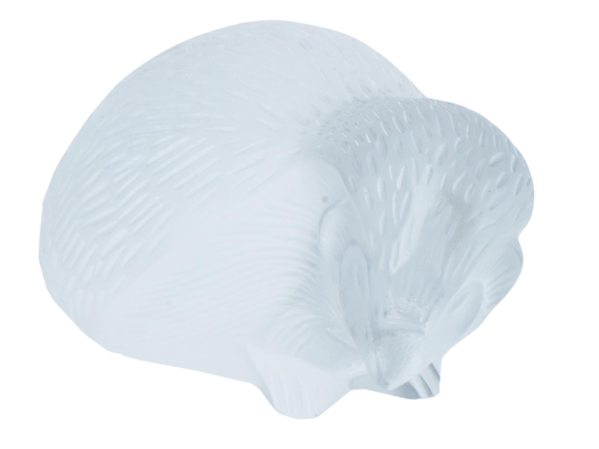 LALIQUE MANNER HEDGEHOG GLASS FIGURAL PAPERWEIGHT PIC-1