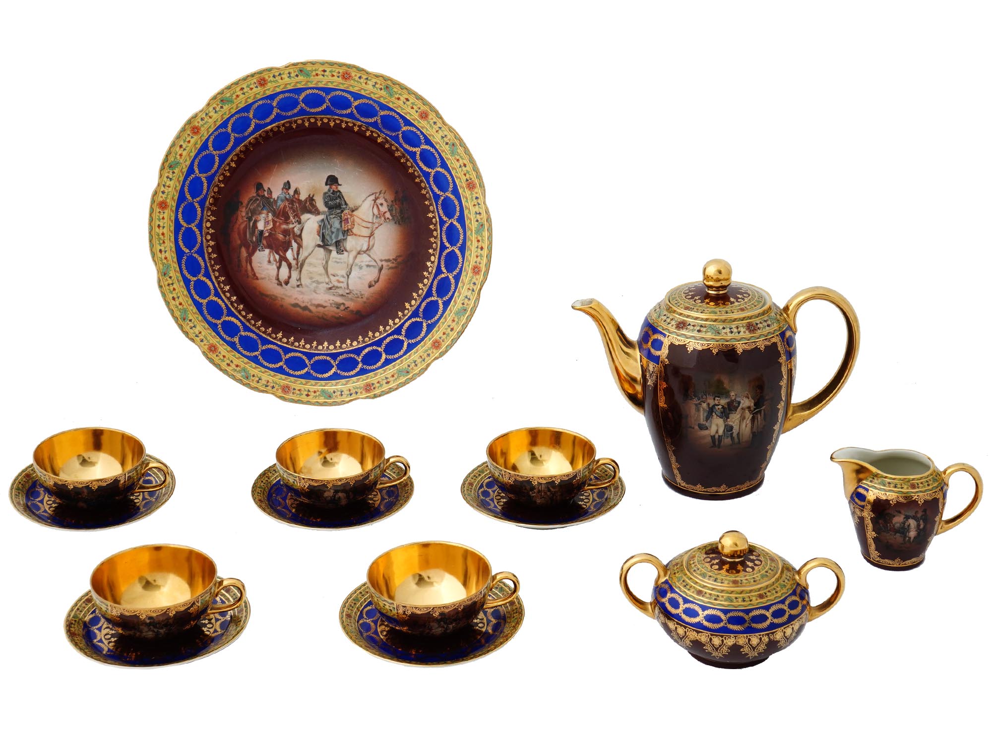 ANTIQUE GERMAN ESCHENBACH NAPOLEON PORCELAIN TEA SET PIC-0