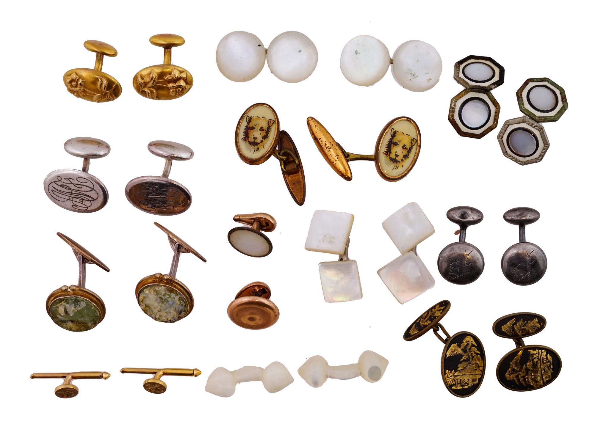 LARGE COLLECTION OF EARLY 20TH C JEWELRY CUFF LINKS PIC-0