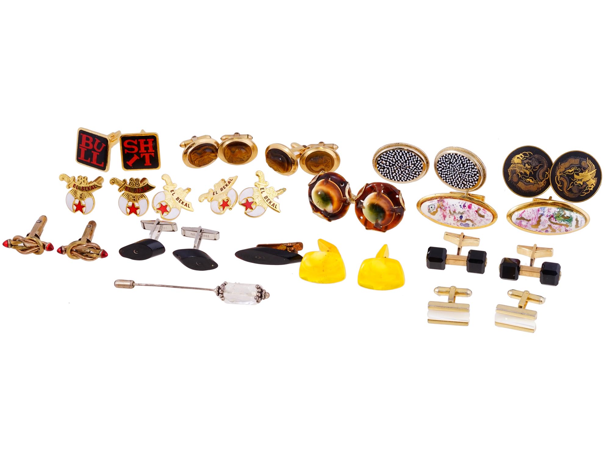 COLLECTION OF ASSORTED MENS COSTUME JEWELRY CUFF LINKS PIC-0