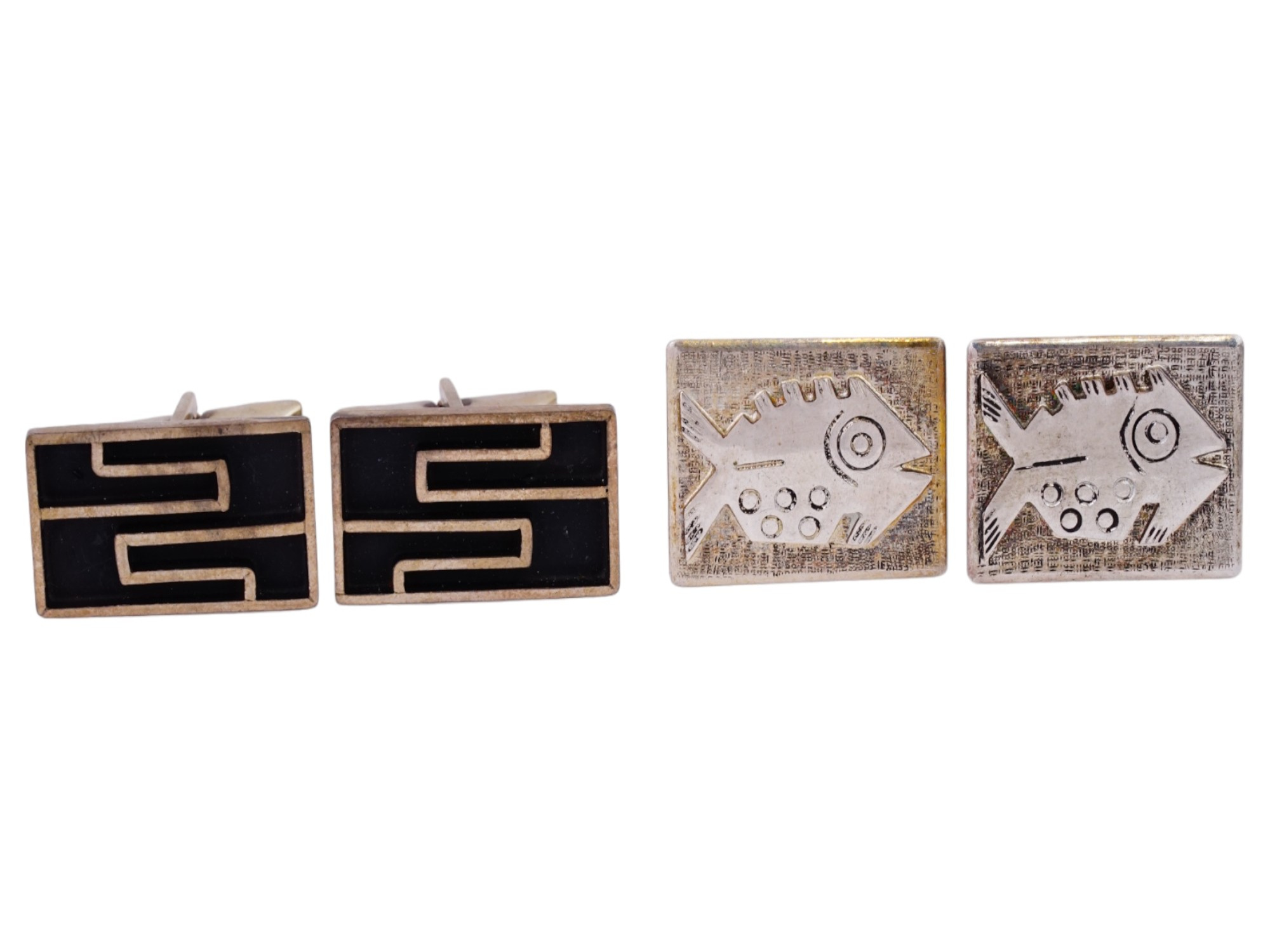 VINTAGE MENS STERLING SILVER CUFFLINKS PIC-3