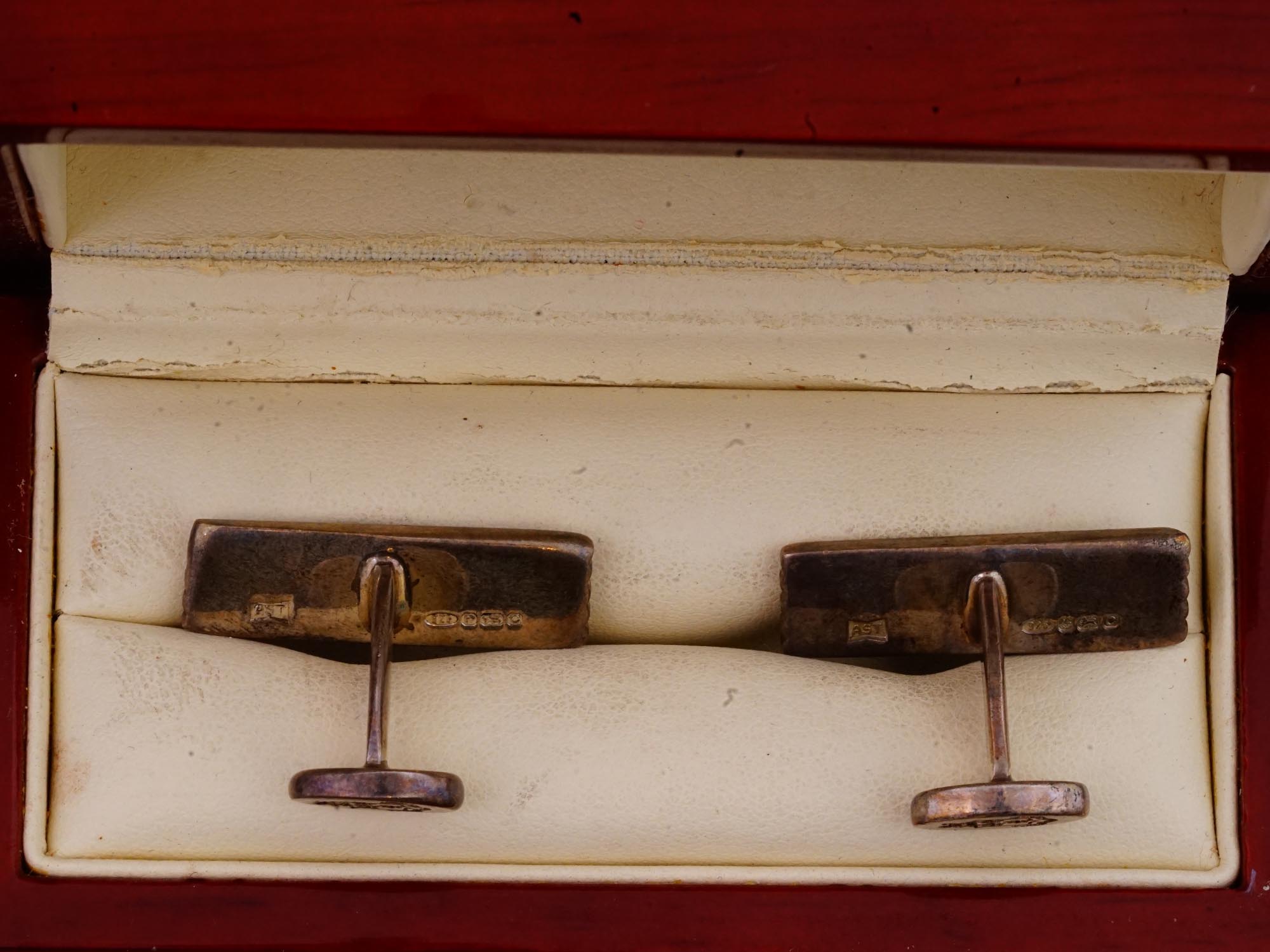 VINTAGE MENS STERLING SILVER CUFFLINKS AND TIE PINS PIC-9