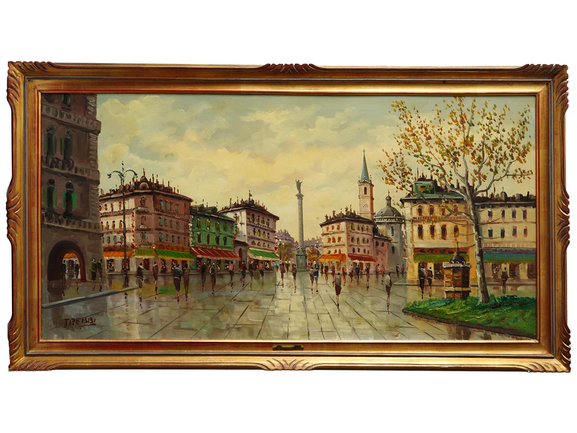 ITALIAN CITYSCAPE OIL PAINTING BY MARIA TREBBI PIC-0