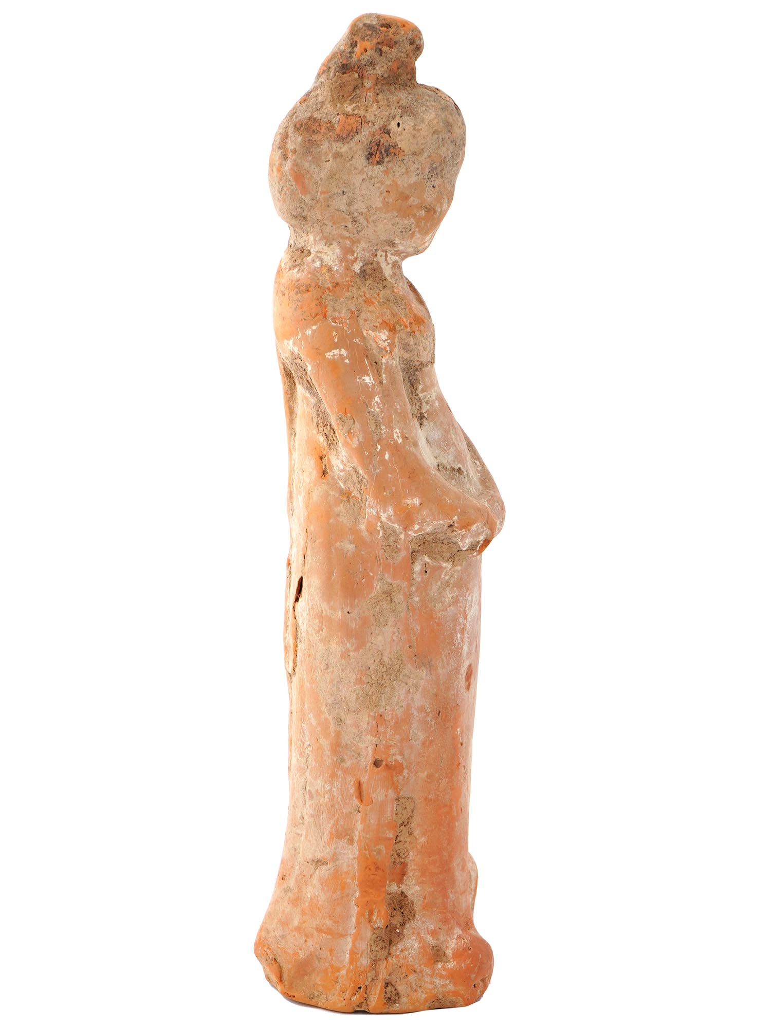 ANCIENT CHINESE HAN DYNASTY TERRACOTTA FEMALE FIGURINE PIC-3