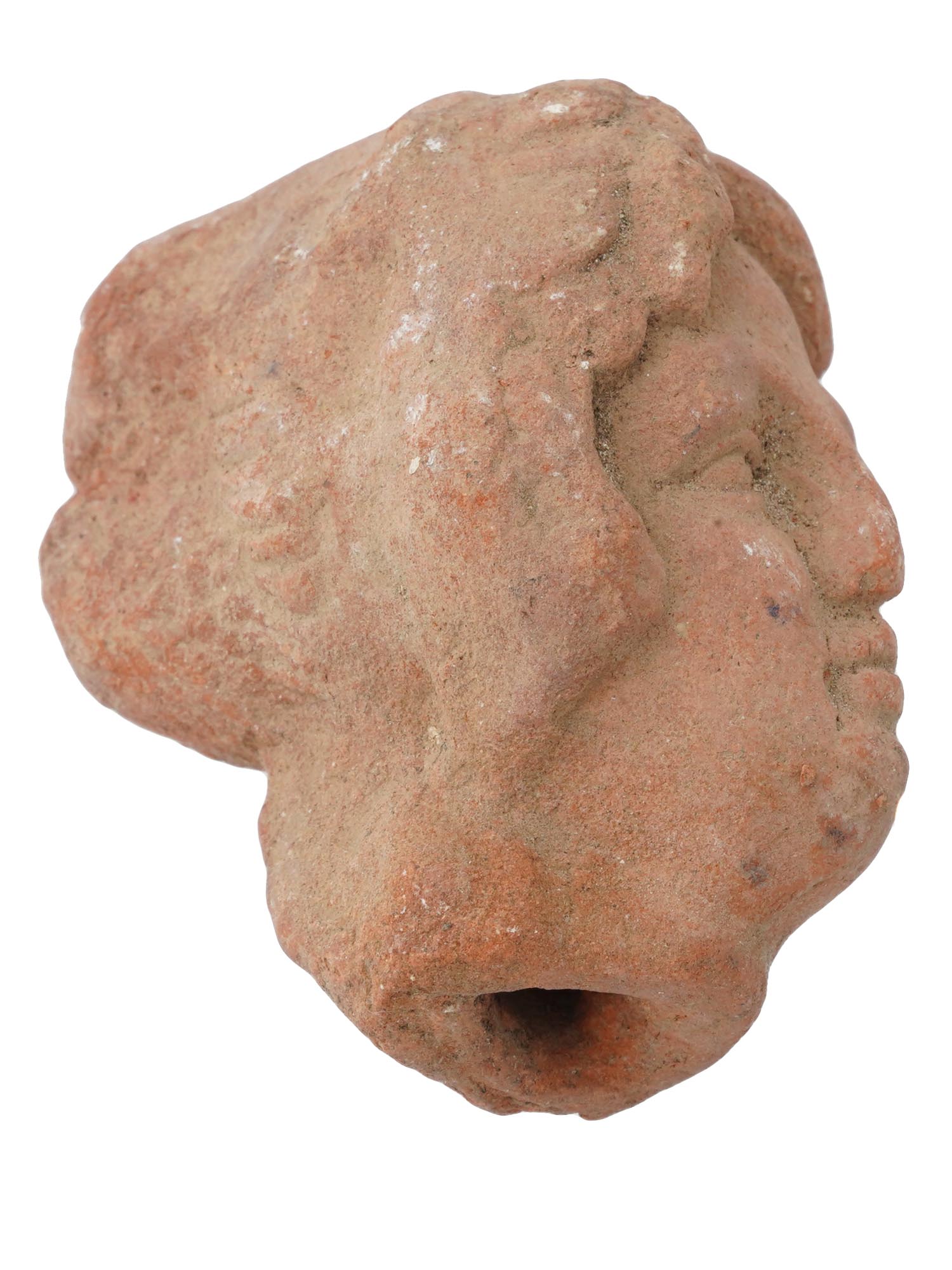 ANCIENT ROMAN TERRACOTTA FEMALE HEAD WITH ELEGANT HAIR PIC-1