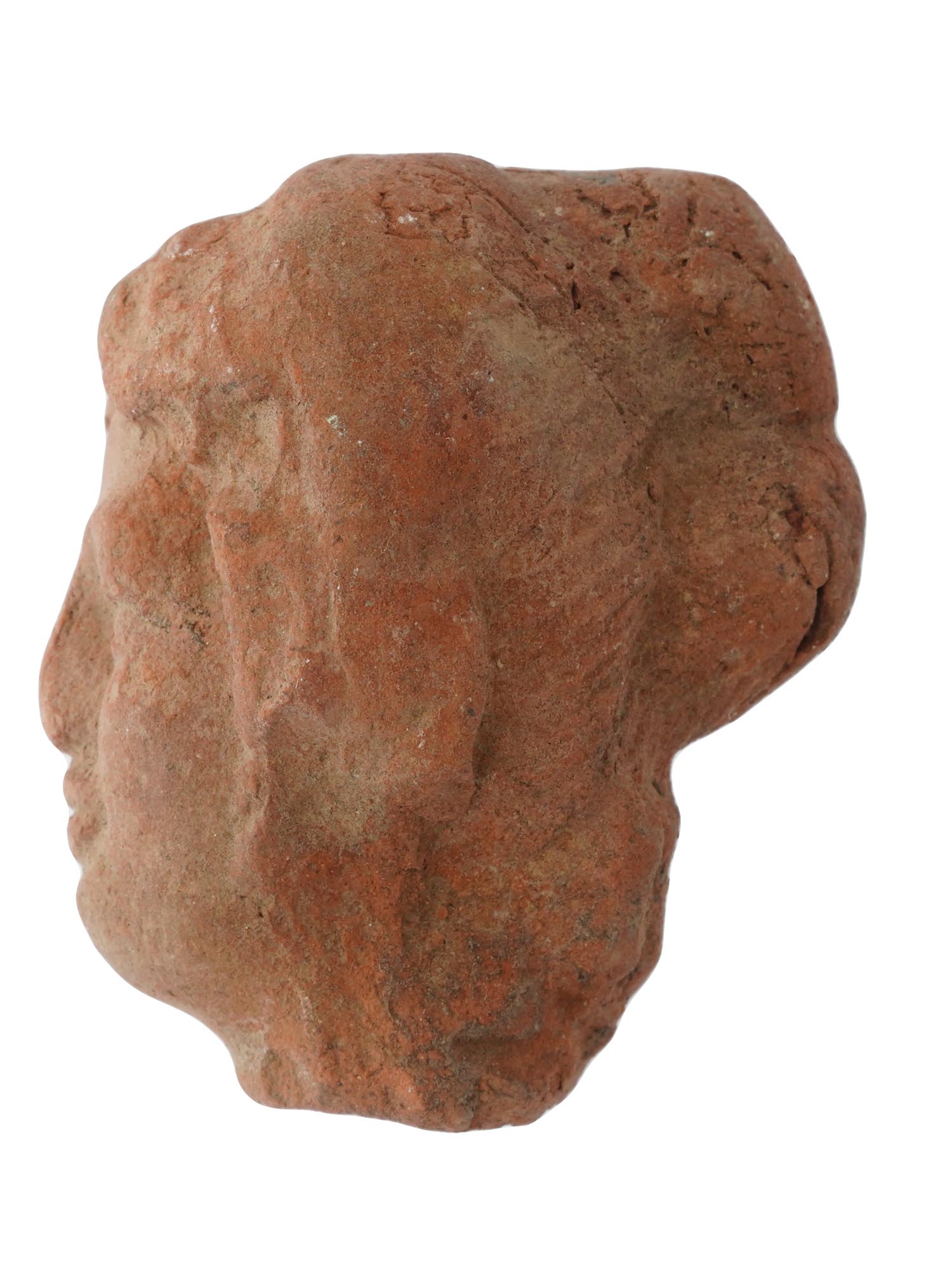 ANCIENT ROMAN TERRACOTTA FEMALE HEAD WITH ELEGANT HAIR PIC-3