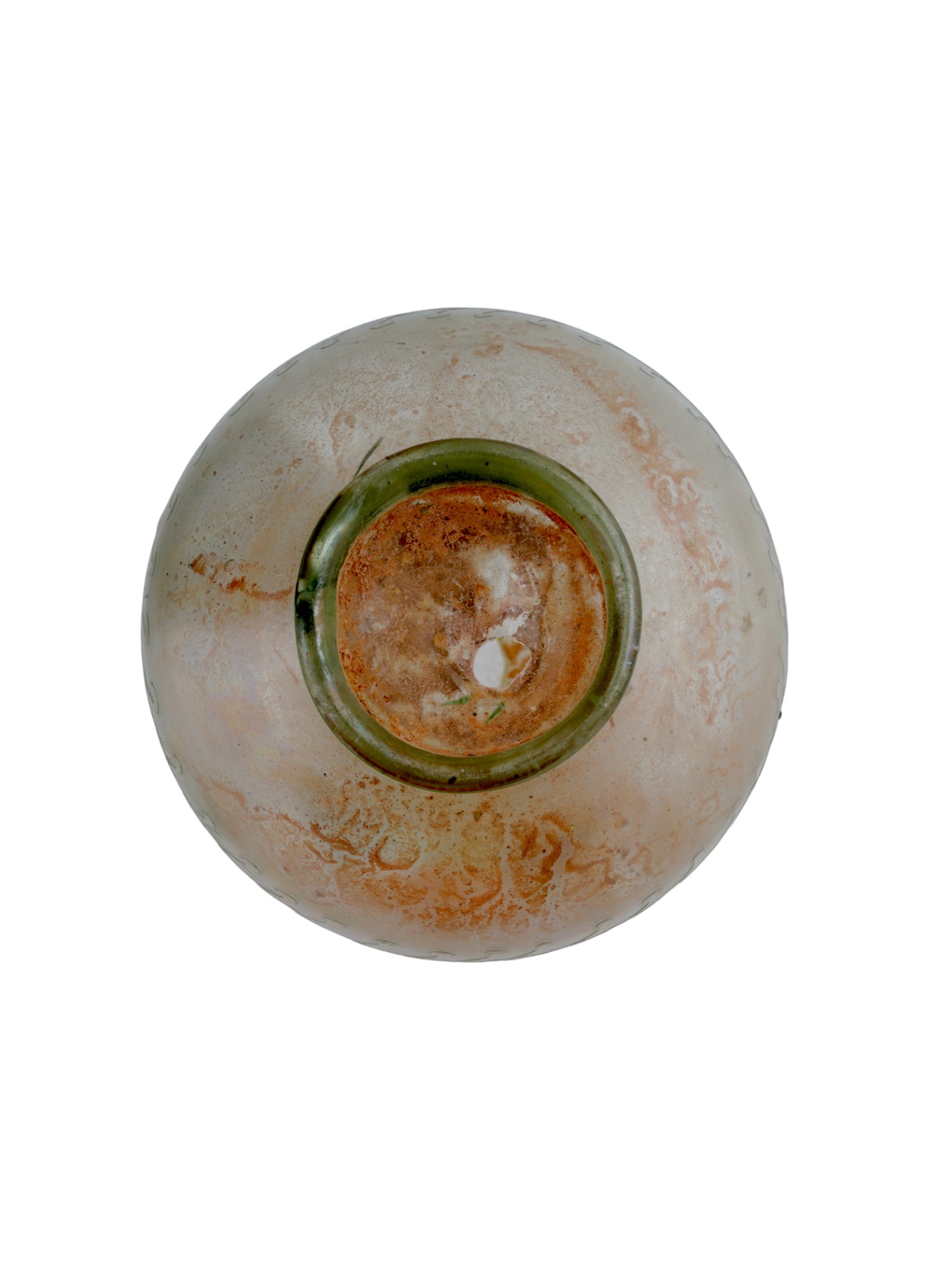 ANCIENT ISLAMIC GLASS MOLDED BOTTLE WITH NATURAL DECOR PIC-4