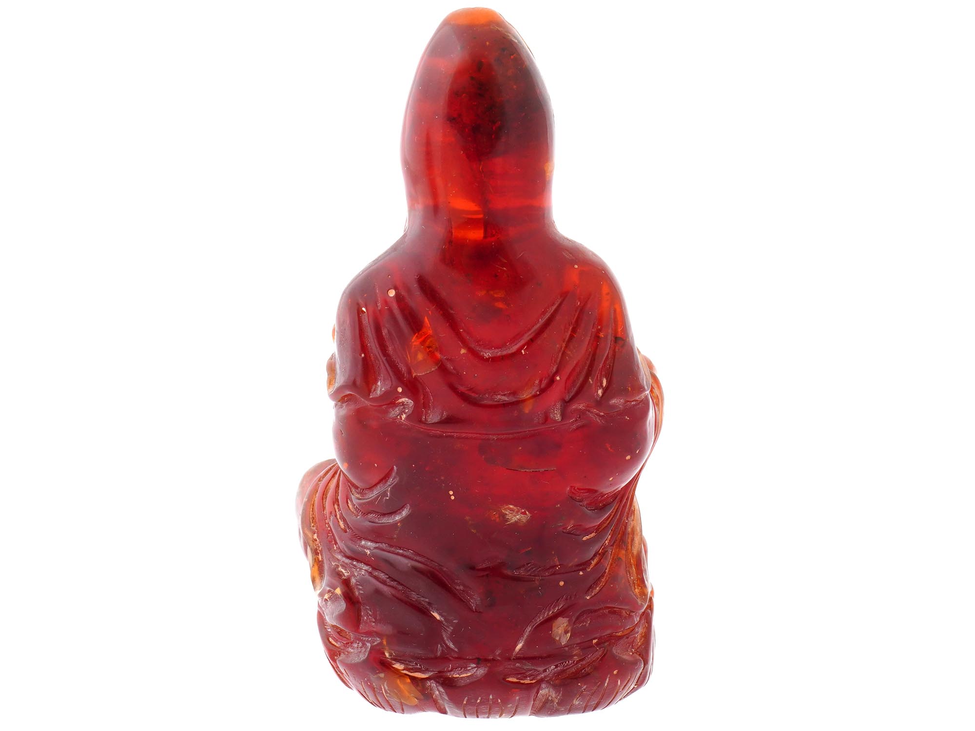 ANTIQUE CHINESE CARVED AMBER GUANYIN SCULPTURE PIC-2