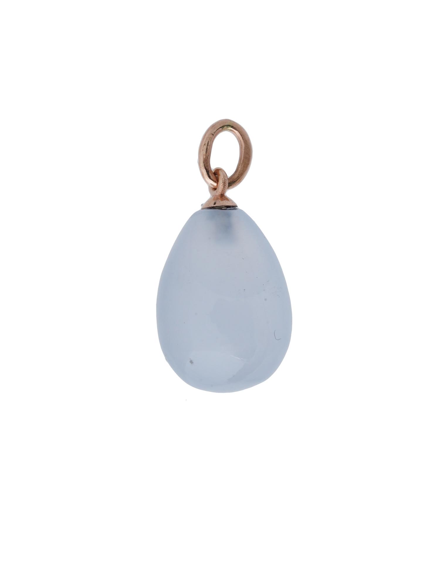 RUSSIAN 14K GOLD AND BLUE CHALCEDONY EGG PENDANT PIC-0
