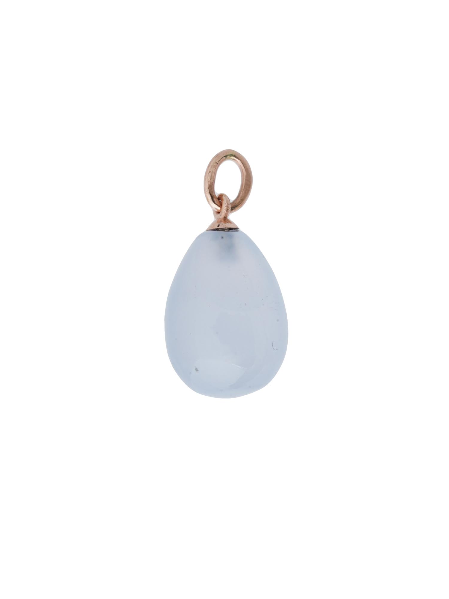 RUSSIAN 14K GOLD AND BLUE CHALCEDONY EGG PENDANT PIC-1