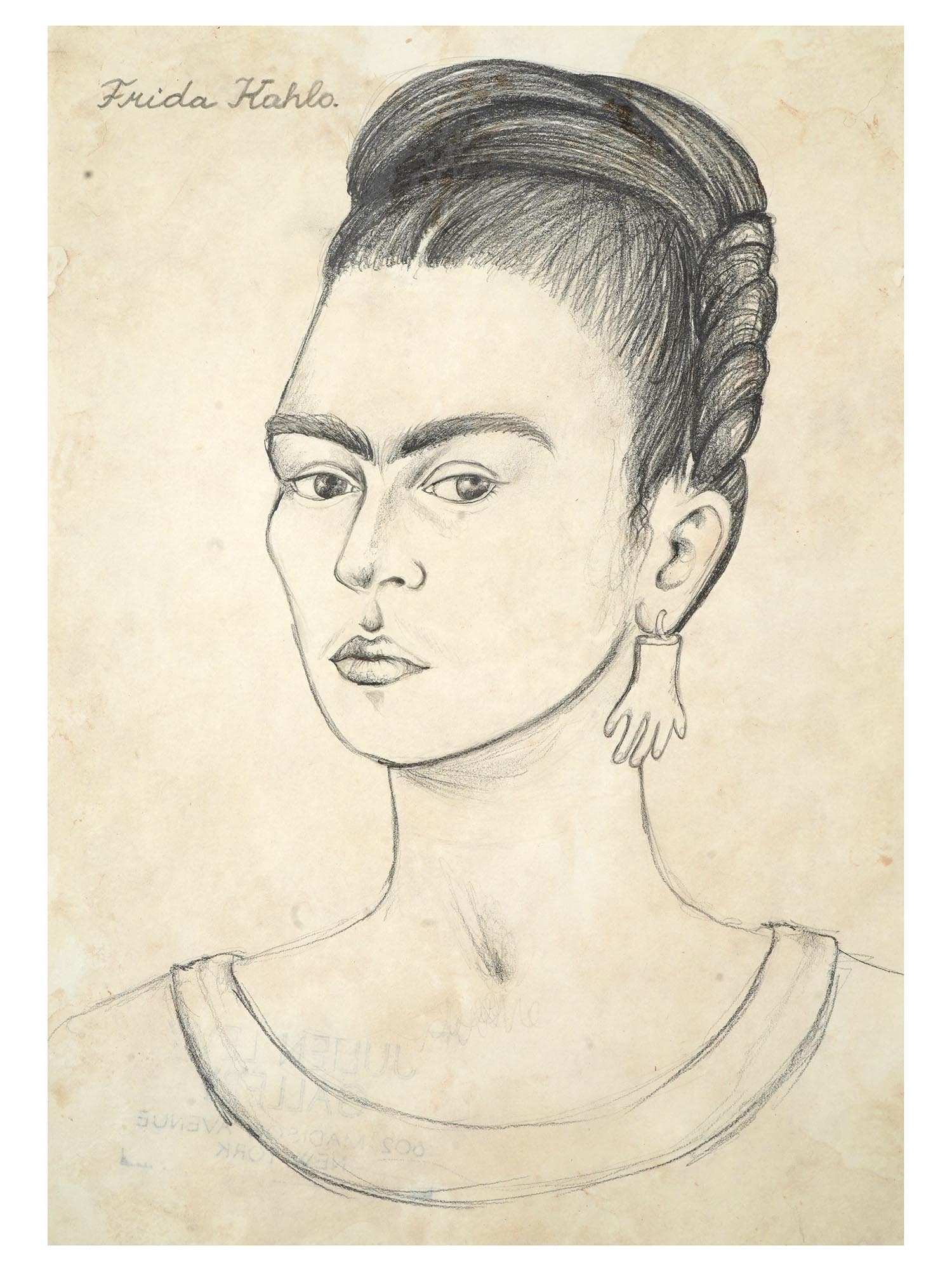 ATTR TO FRIDA KAHLO SELF PORTRAIT PENCIL PAINTING PIC-0