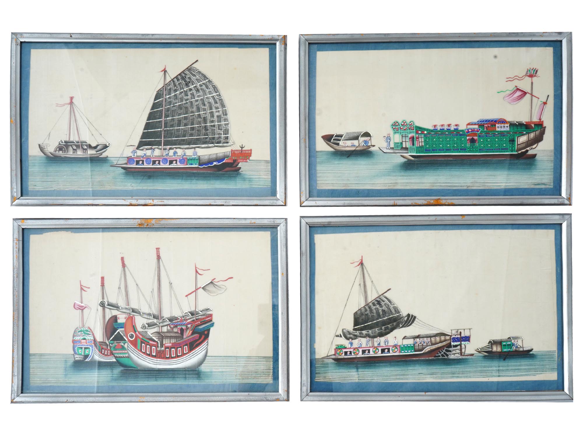FOUR ANTIQUE CHINESE GOUACHES ON PITH PAINTINGS PIC-0