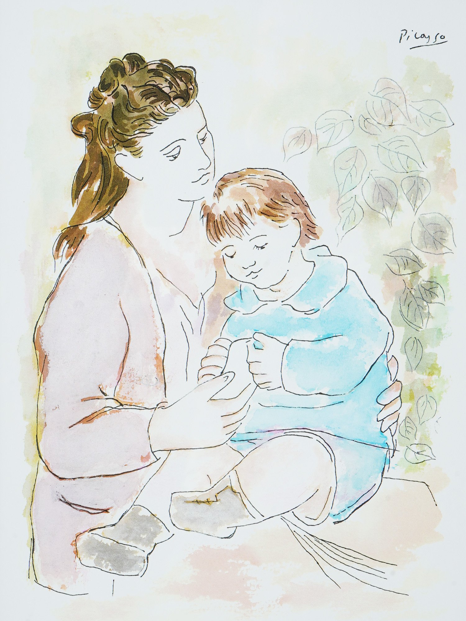 MOTHER CHILD SIGNED LITHOGRAPH ATTR PABLO PICASSO PIC-1