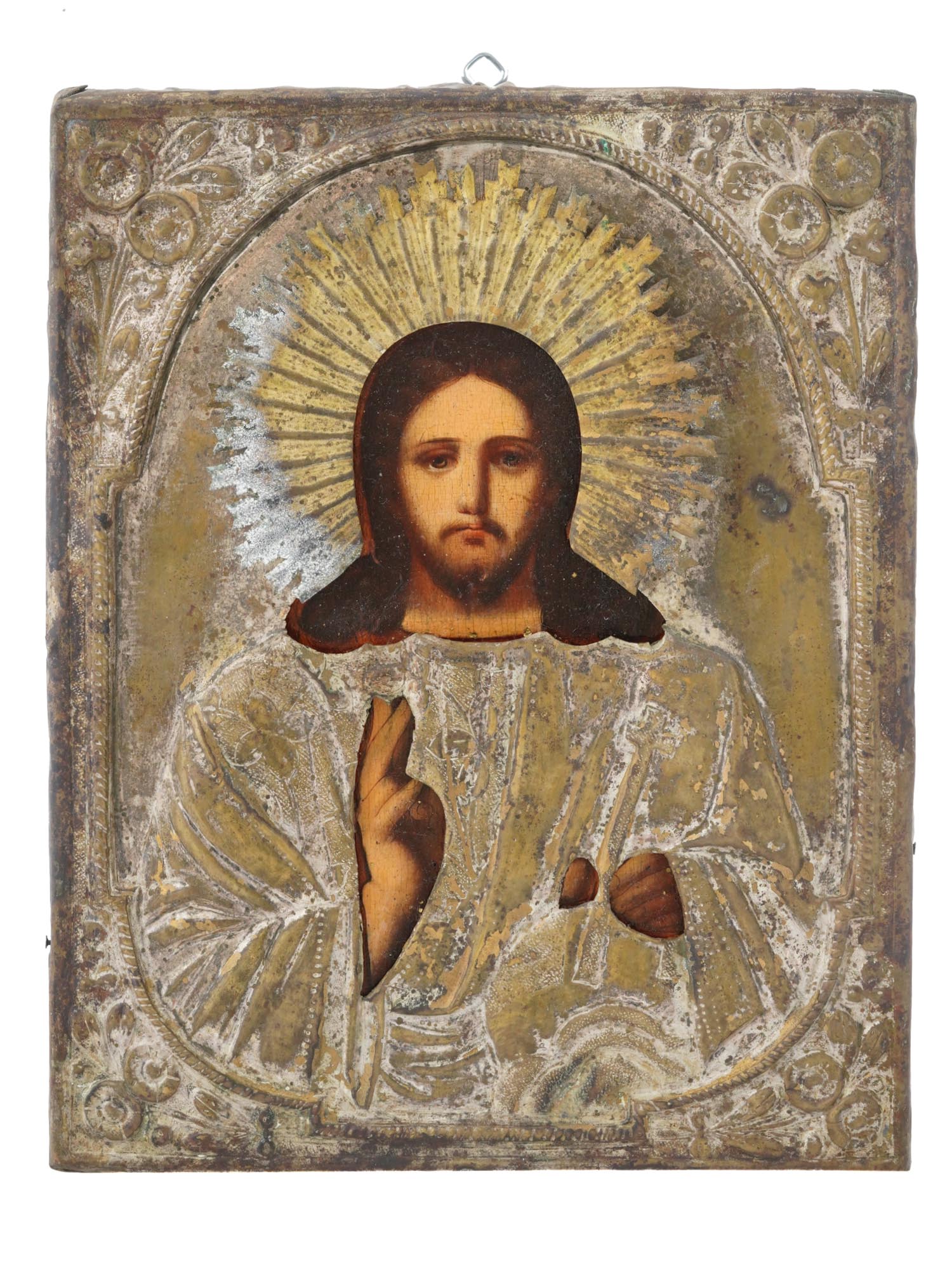 ANTIQUE 19TH C RUSSIAN ICON LORD ALMIGHTY IN RIZA PIC-0